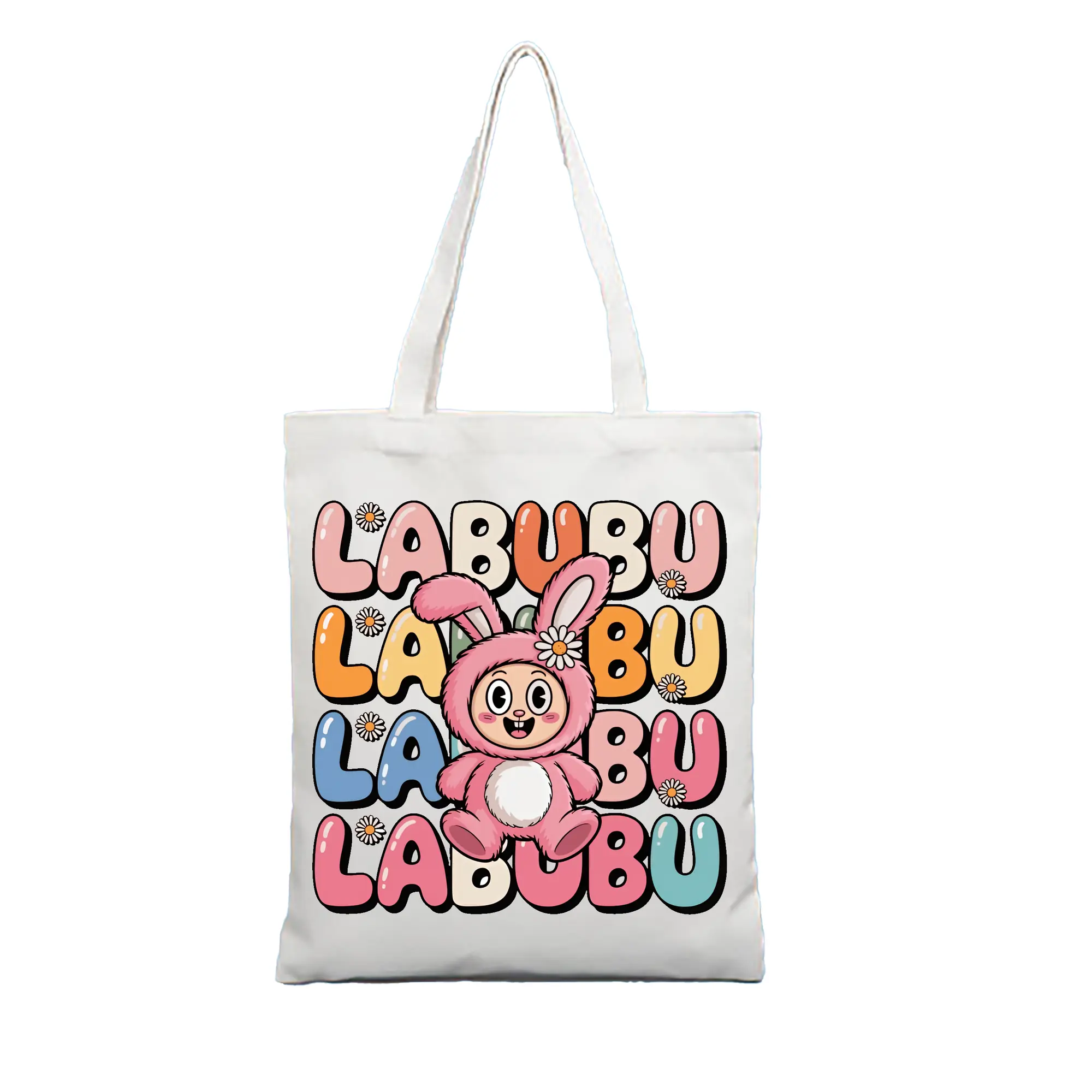 ラブブ グッズ ラブブ - 縦型キャンバス手提げバッグ（トートバッグ） ・ キャンバス素材 ・ ショッピング用 ・ 軽量 丈夫 お手入れ簡単