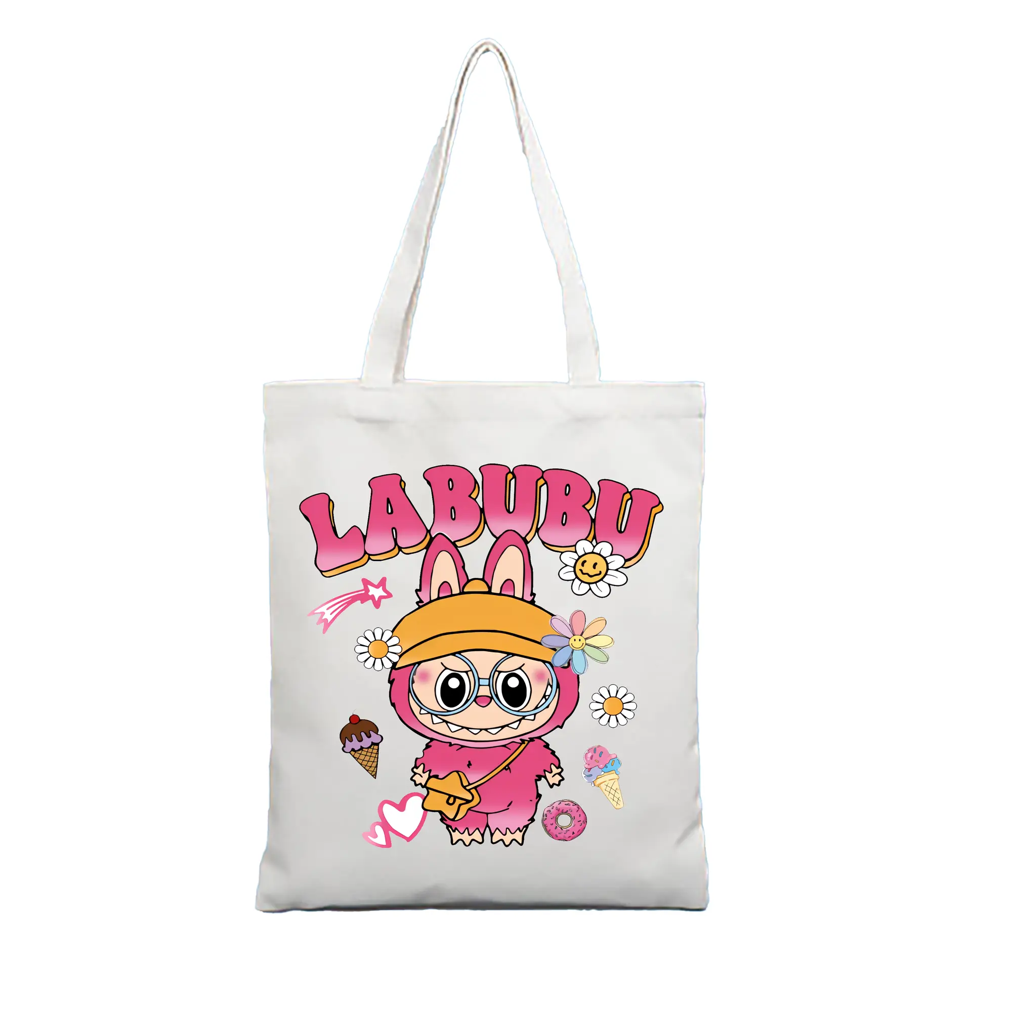 ラブブ グッズ ラブブ - 縦型キャンバス手提げバッグ（トートバッグ） ・ キャンバス素材 ・ ショッピング用 ・ 軽量 丈夫 お手入れ簡単