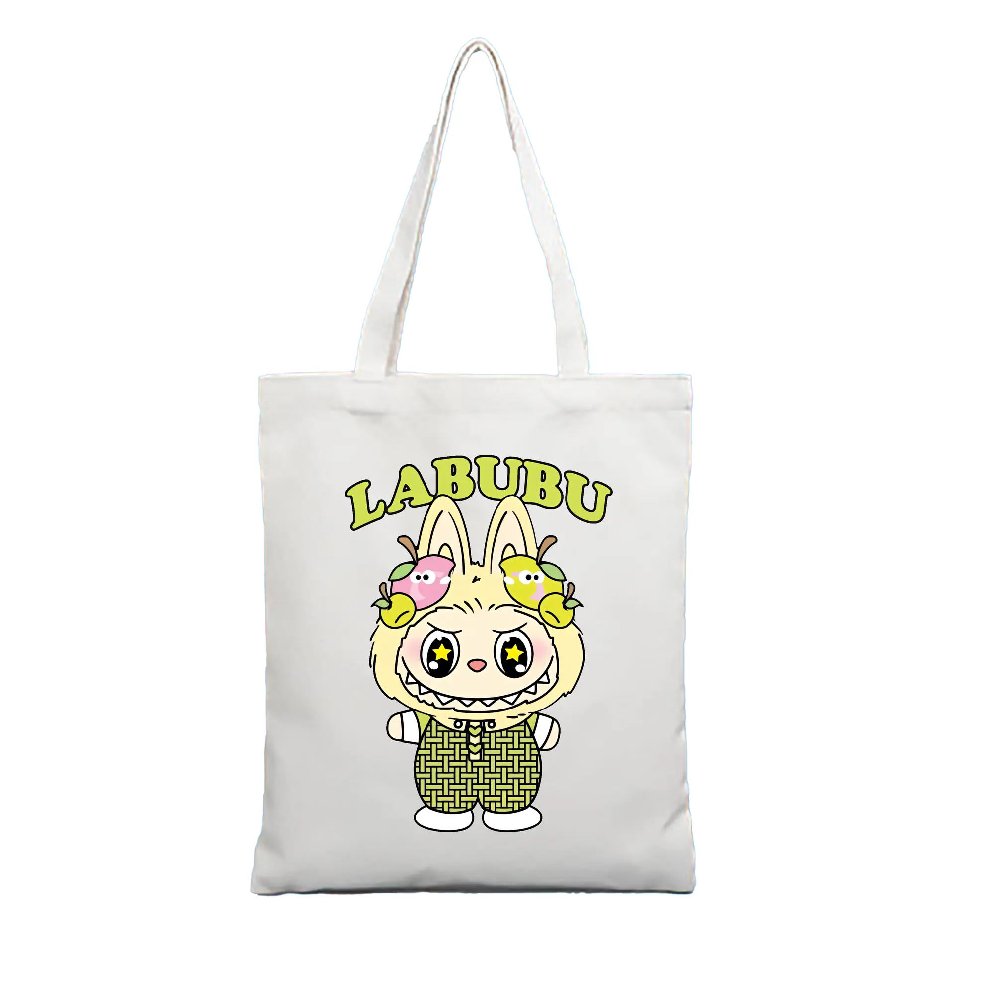 ラブブ グッズ ラブブ - 縦型キャンバス手提げバッグ（トートバッグ） ・ キャンバス素材 ・ ショッピング用 ・ 軽量 丈夫 お手入れ簡単