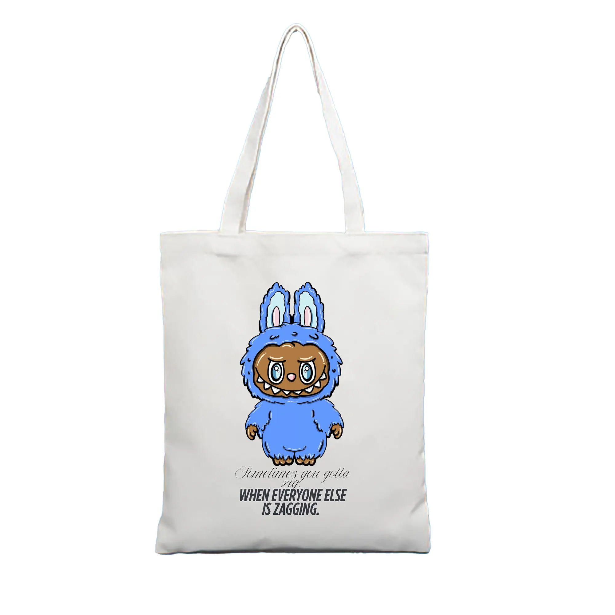 ラブブ グッズ ラブブ - 縦型キャンバス手提げバッグ（トートバッグ） ・ キャンバス素材 ・ ショッピング用 ・ 軽量 丈夫 お手入れ簡単