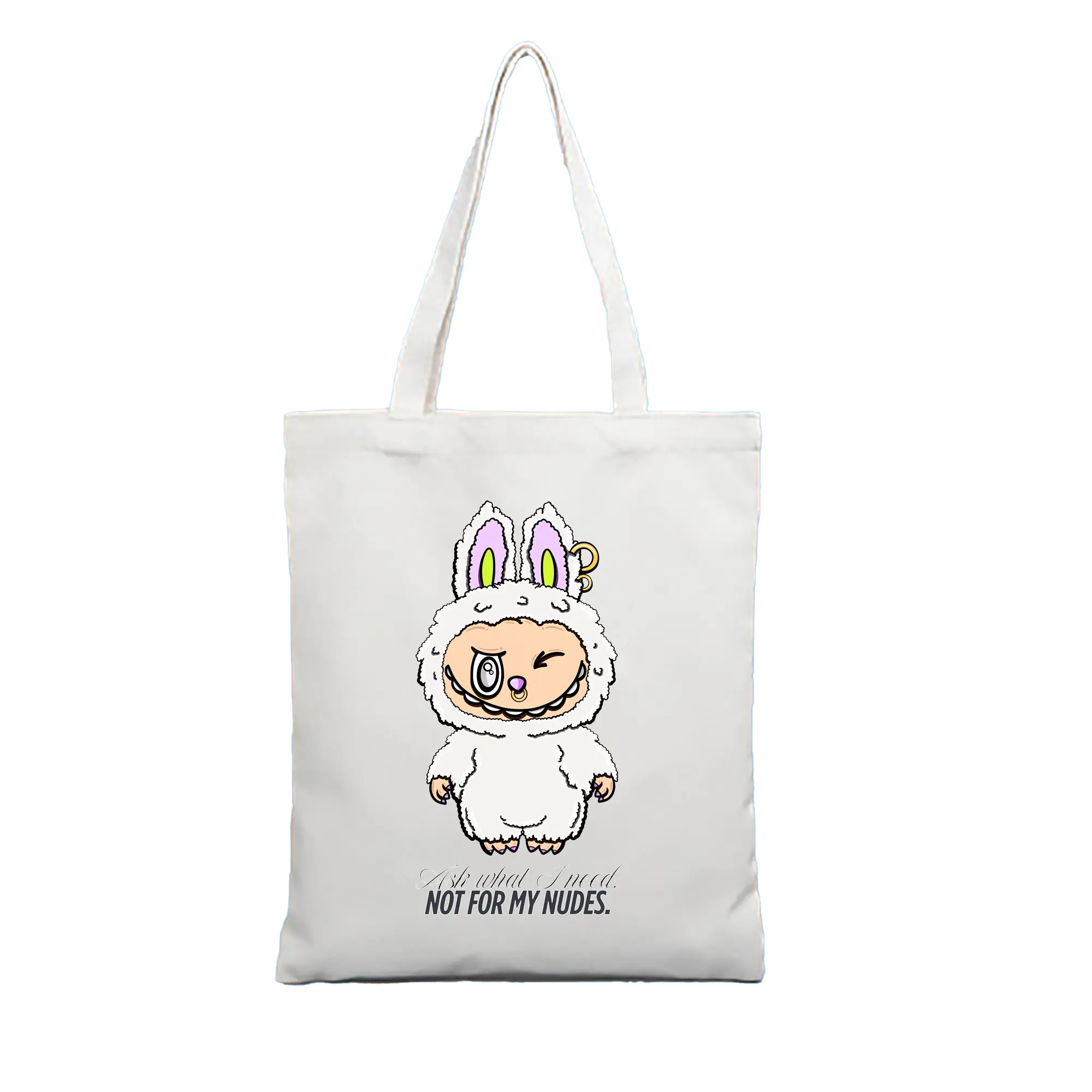 ラブブ グッズ ラブブ - 縦型キャンバス手提げバッグ（トートバッグ） ・ キャンバス素材 ・ ショッピング用 ・ 軽量 丈夫 お手入れ簡単