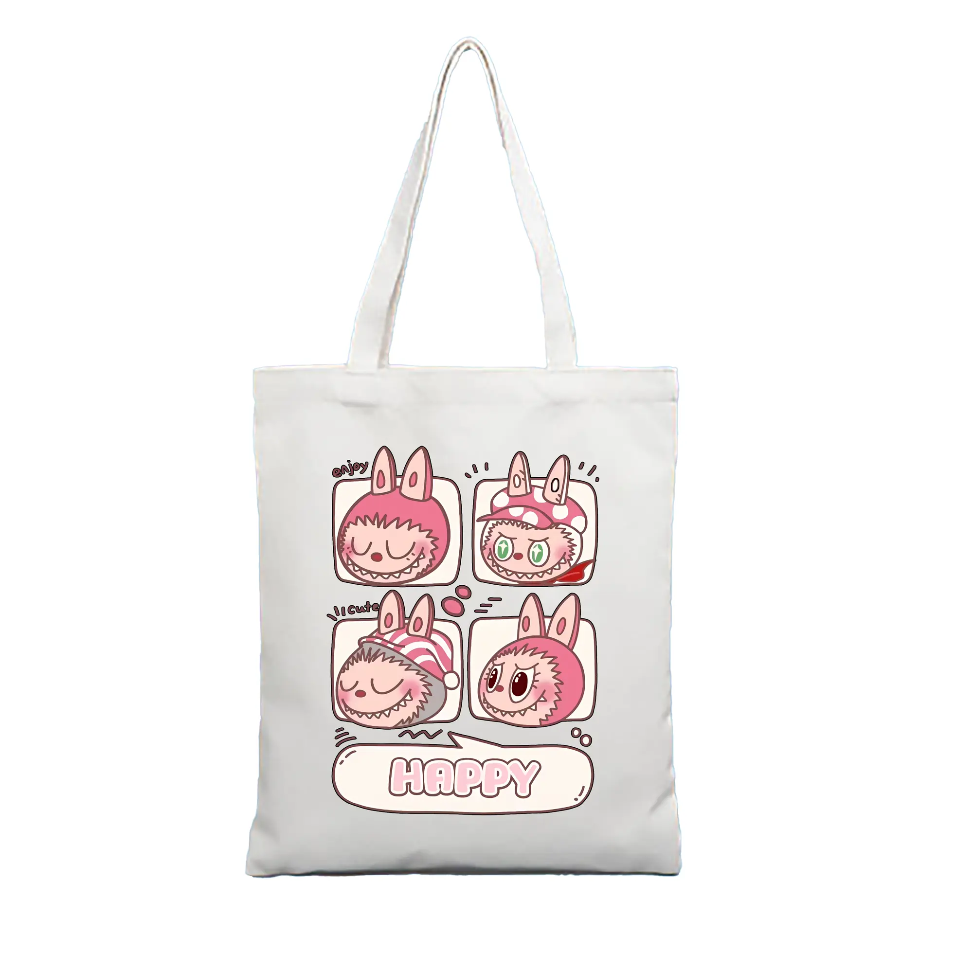 ラブブ グッズ ラブブ - 縦型キャンバス手提げバッグ（トートバッグ） ・ キャンバス素材 ・ ショッピング用 ・ 軽量 丈夫 お手入れ簡単