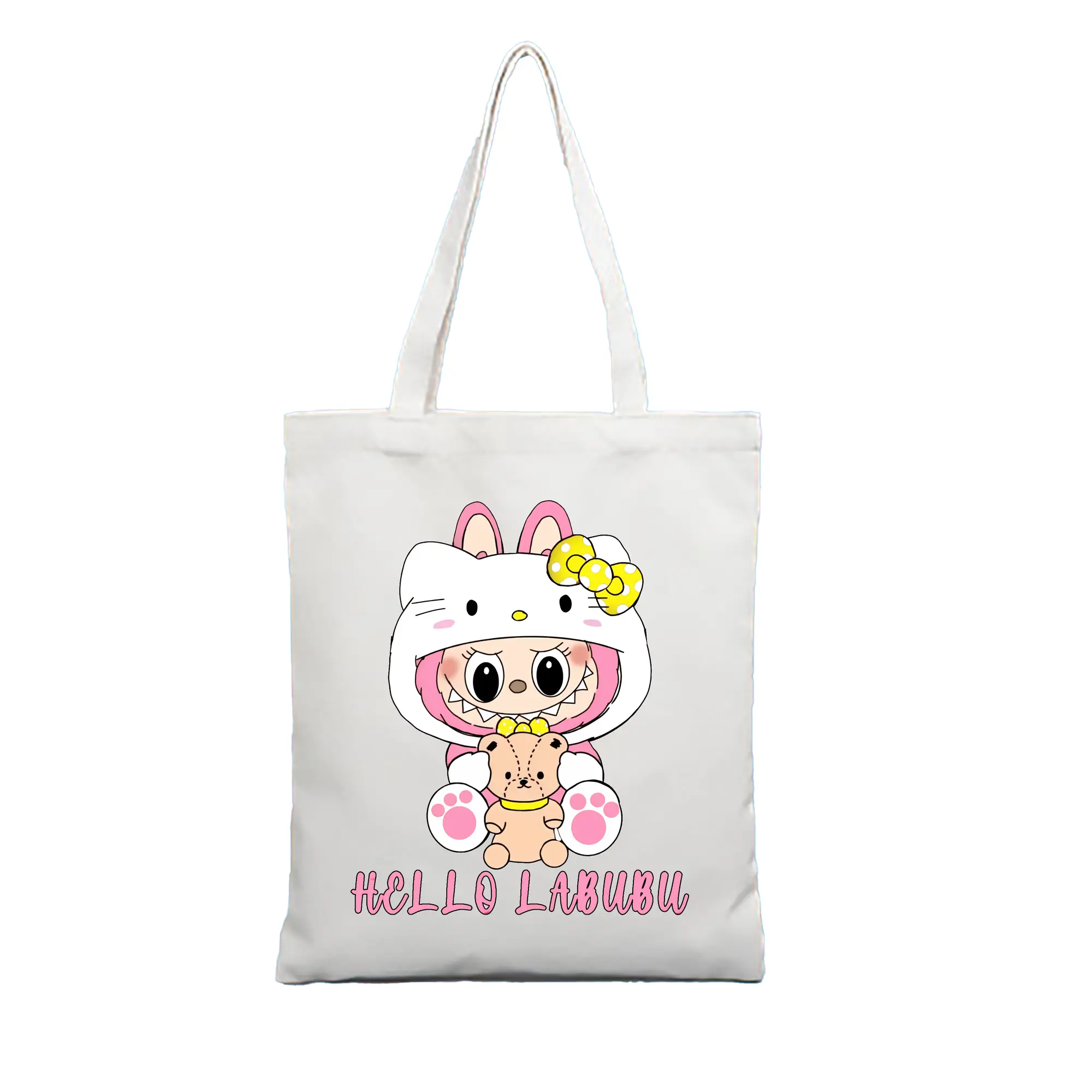 ラブブ グッズ ラブブ - 縦型キャンバス手提げバッグ（トートバッグ） ・ キャンバス素材 ・ ショッピング用 ・ 軽量 丈夫 お手入れ簡単