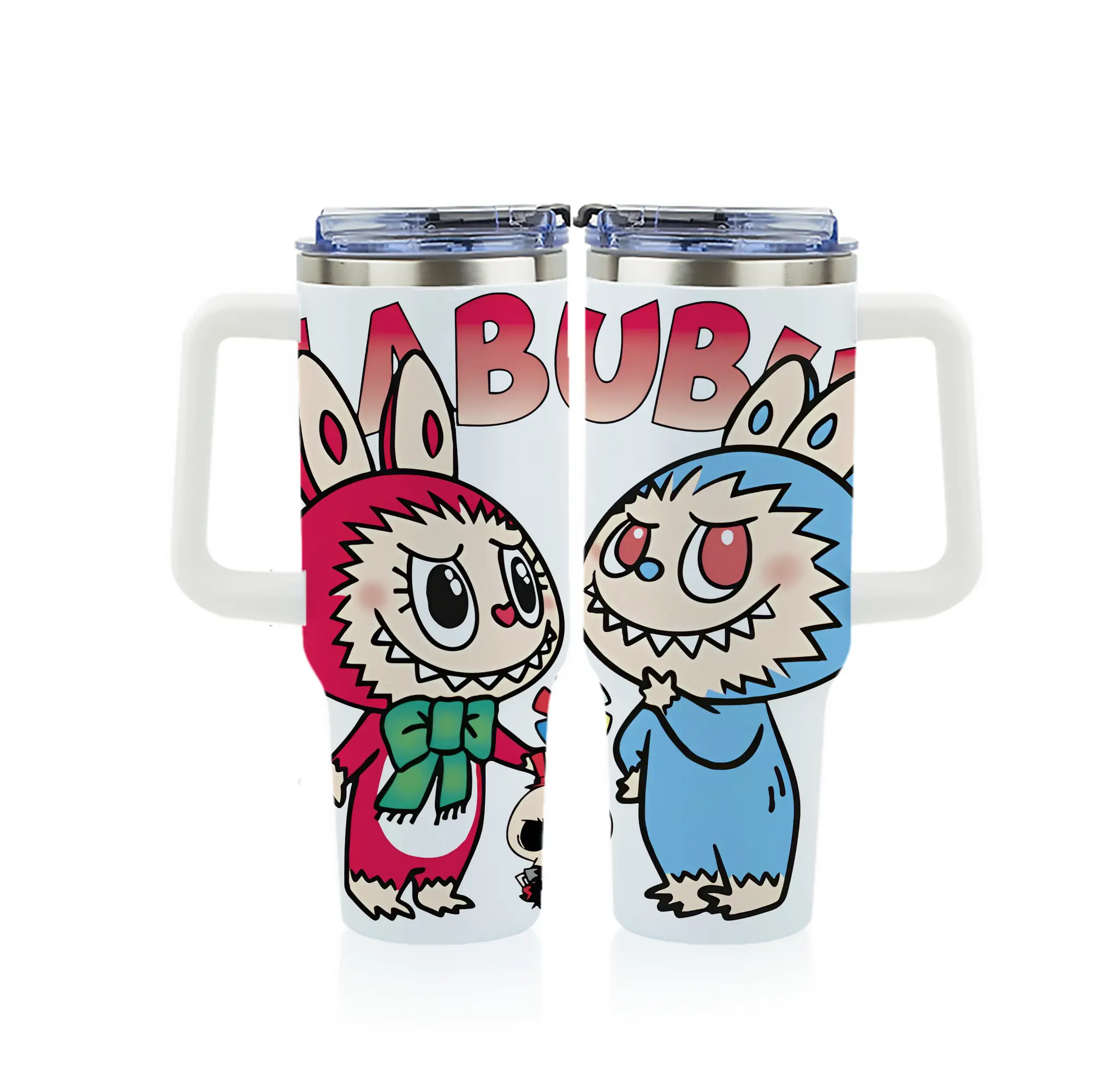 ラブブ グッズ モココ - 1200mL フルプリント車用タンブラー ・ 304ステンレス 内側 ・ 201ステンレス 外側 ・ 保温 保冷 ・ 通勤 ドライブ アウトドア用