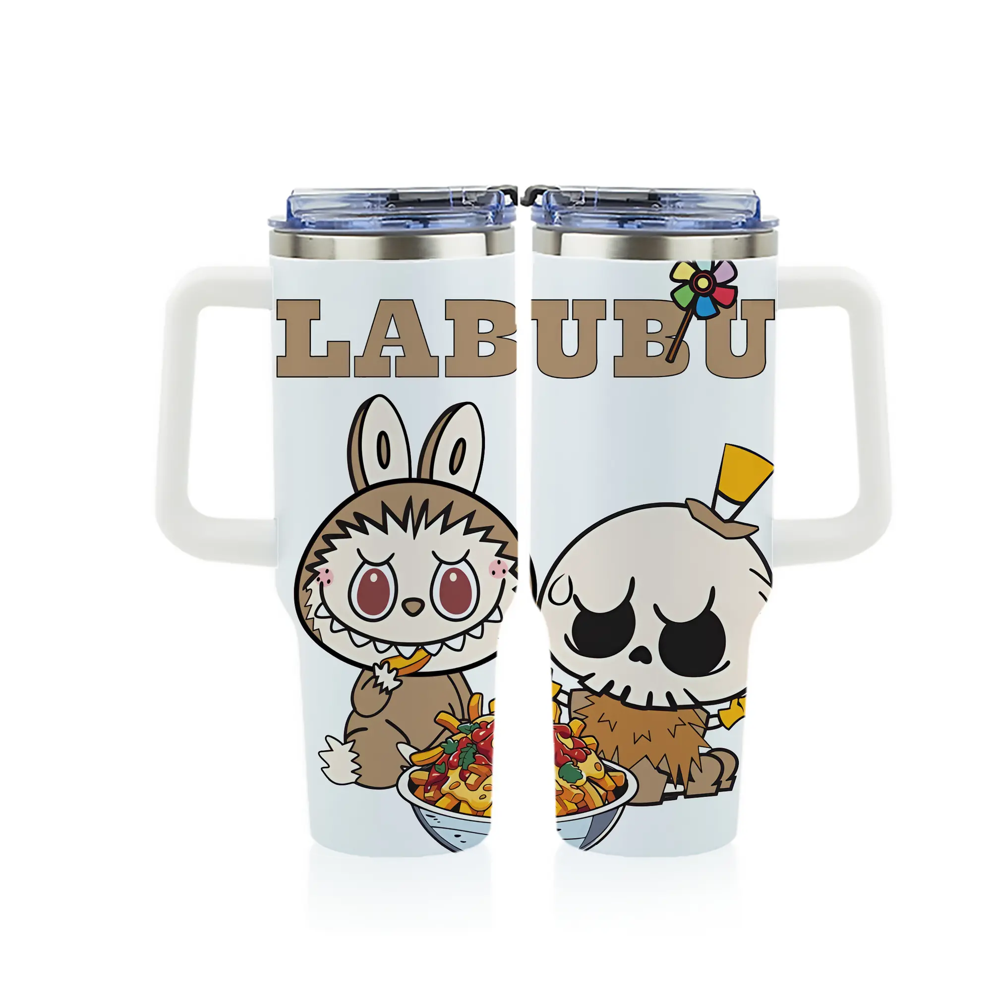 ラブブ グッズ モココ - 1200mL フルプリント車用タンブラー ・ 304ステンレス 内側 ・ 201ステンレス 外側 ・ 保温 保冷 ・ 通勤 ドライブ アウトドア用