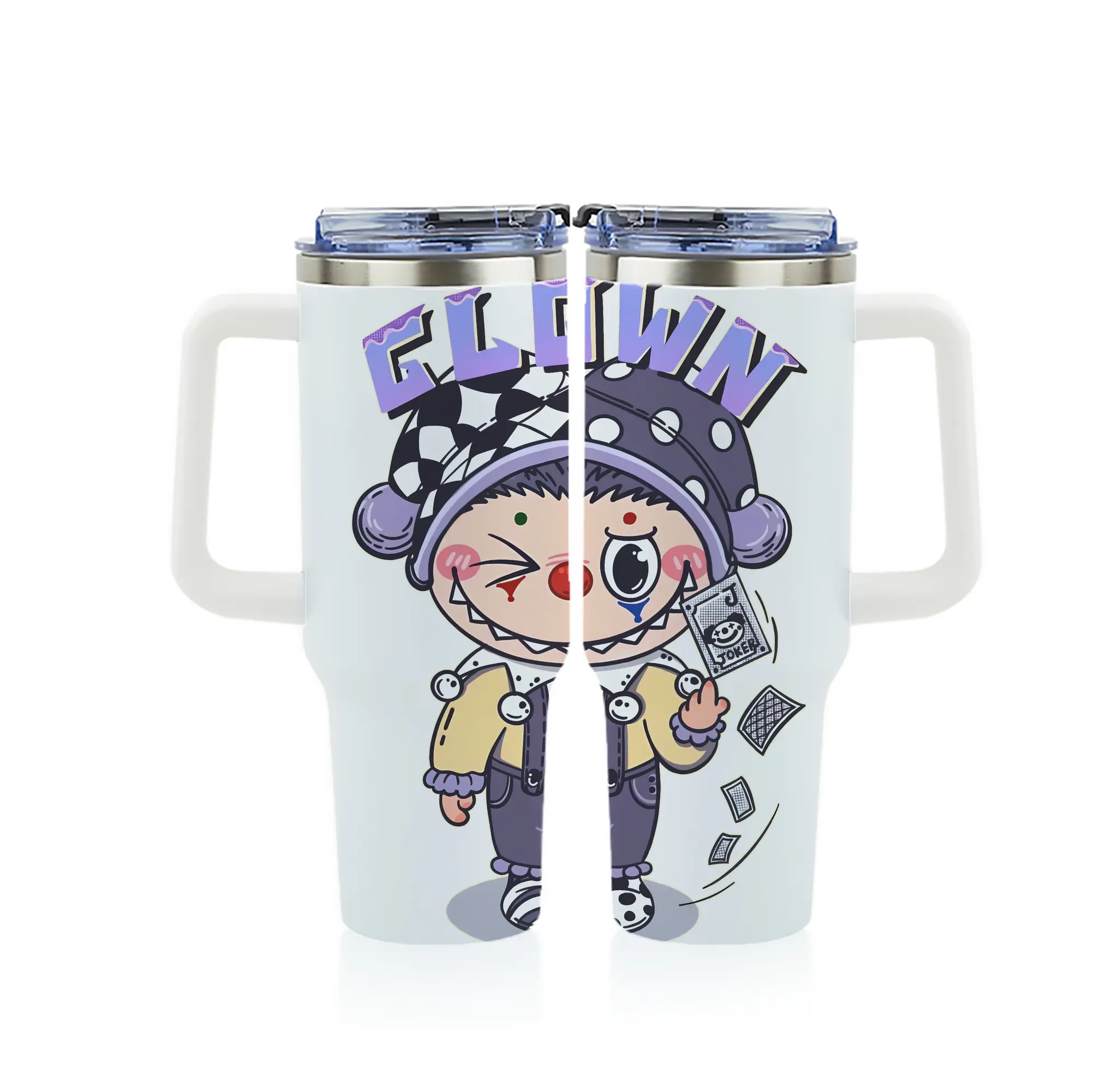 ラブブ グッズ モココ - 1200mL フルプリント車用タンブラー ・ 304ステンレス 内側 ・ 201ステンレス 外側 ・ 保温 保冷 ・ 通勤 ドライブ アウトドア用