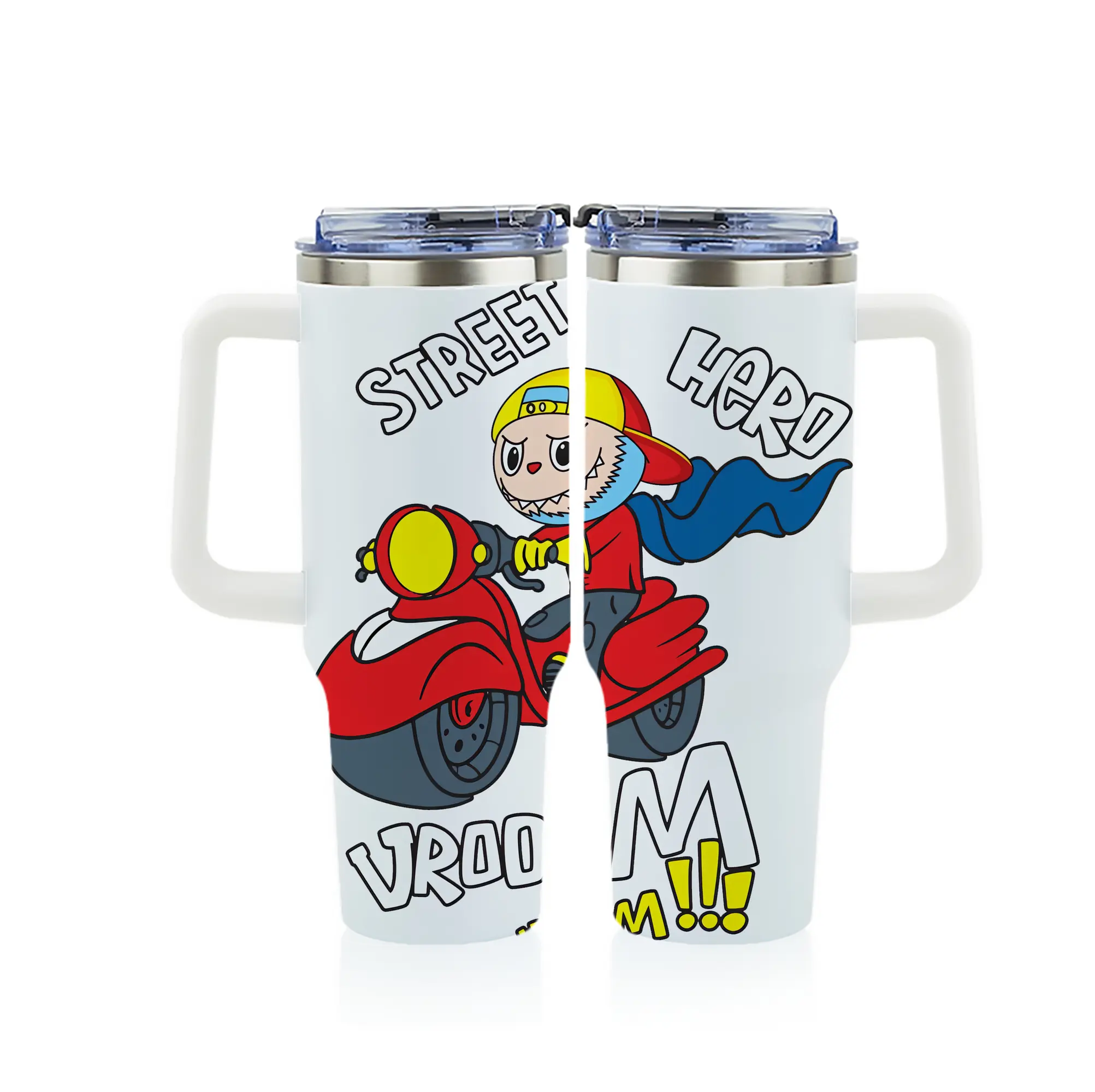 ラブブ グッズ モココ - 1200mL フルプリント車用タンブラー ・ 304ステンレス 内側 ・ 201ステンレス 外側 ・ 保温 保冷 ・ 通勤 ドライブ アウトドア用