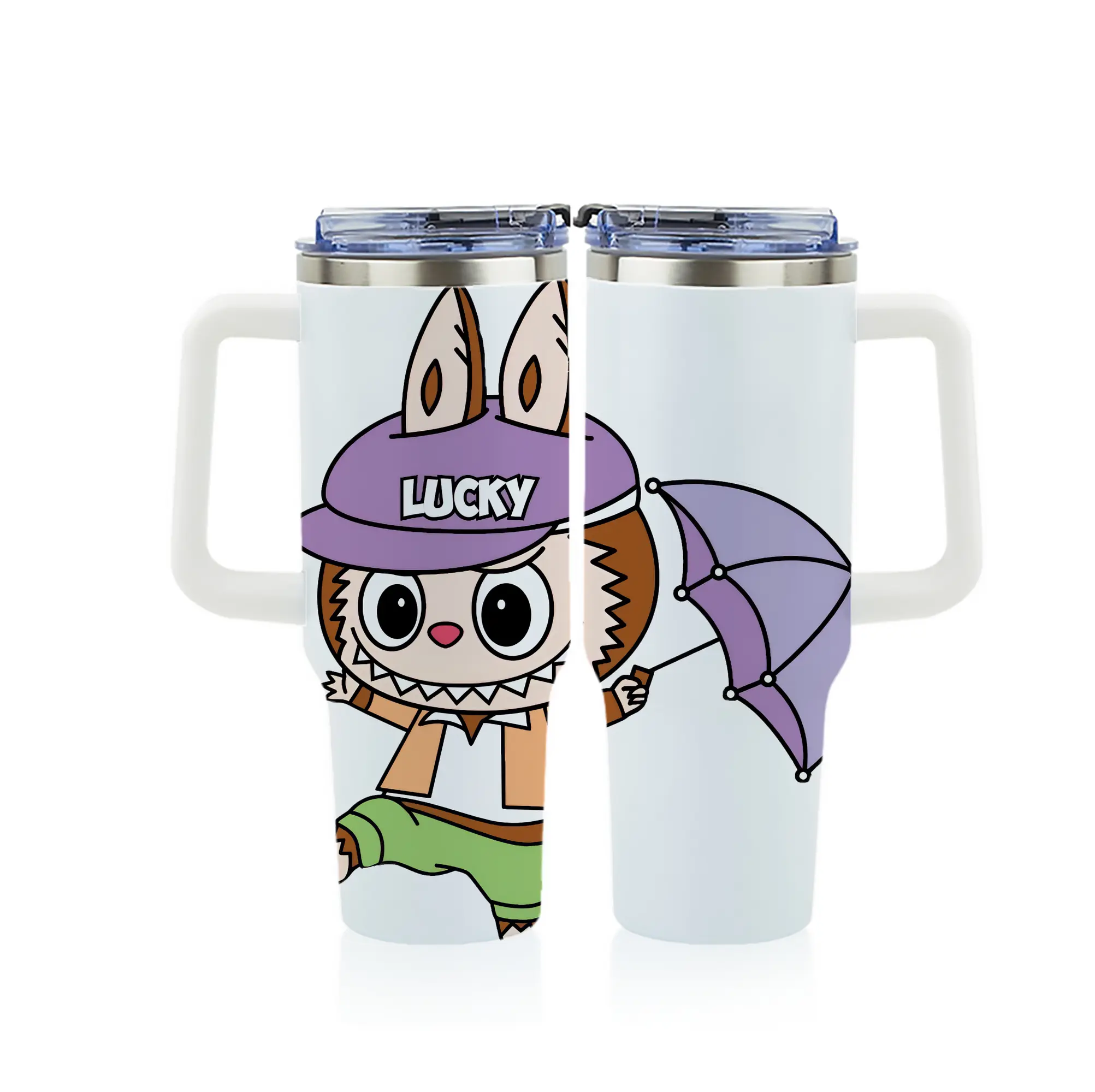 ラブブ グッズ モココ - 1200mL フルプリント車用タンブラー ・ 304ステンレス 内側 ・ 201ステンレス 外側 ・ 保温 保冷 ・ 通勤 ドライブ アウトドア用