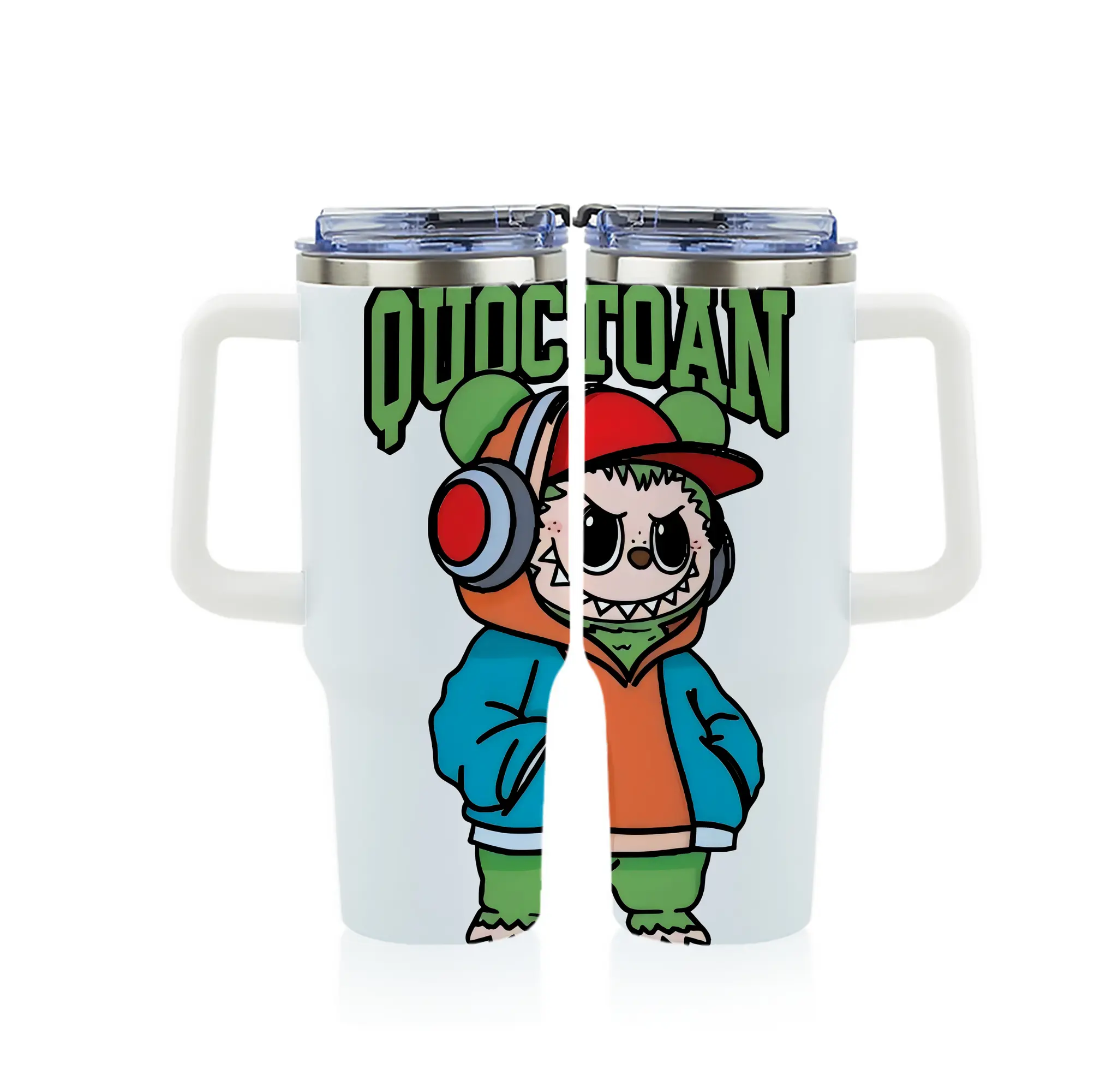 ラブブ グッズ モココ - 1200mL フルプリント車用タンブラー ・ 304ステンレス 内側 ・ 201ステンレス 外側 ・ 保温 保冷 ・ 通勤 ドライブ アウトドア用