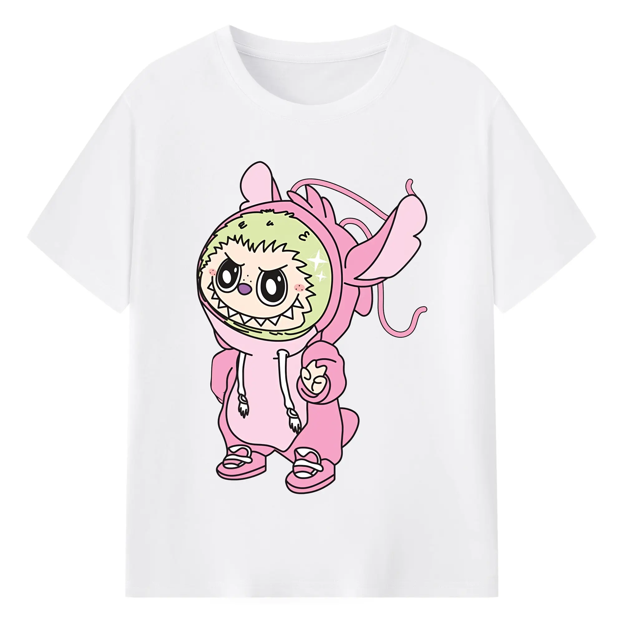 ラブブ グッズ モココ - 綿100％ 半袖Tシャツ ・ フロントプリント ・ 快適 通気性 ・ 日常使い 散歩 スポーツ用