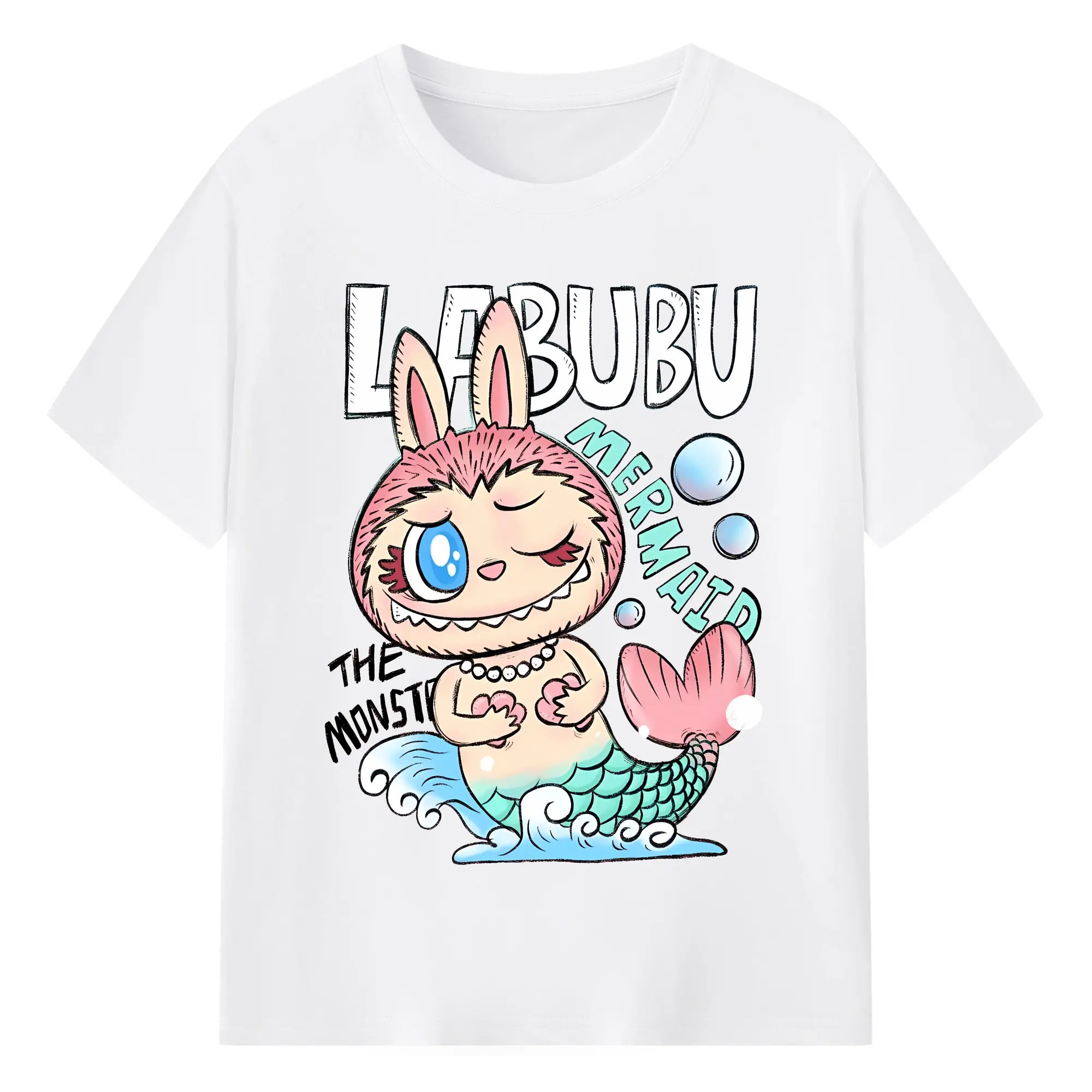 ラブブ グッズ モココ - 綿100％ 半袖Tシャツ ・ フロントプリント ・ 快適 通気性 ・ 日常使い 散歩 スポーツ用