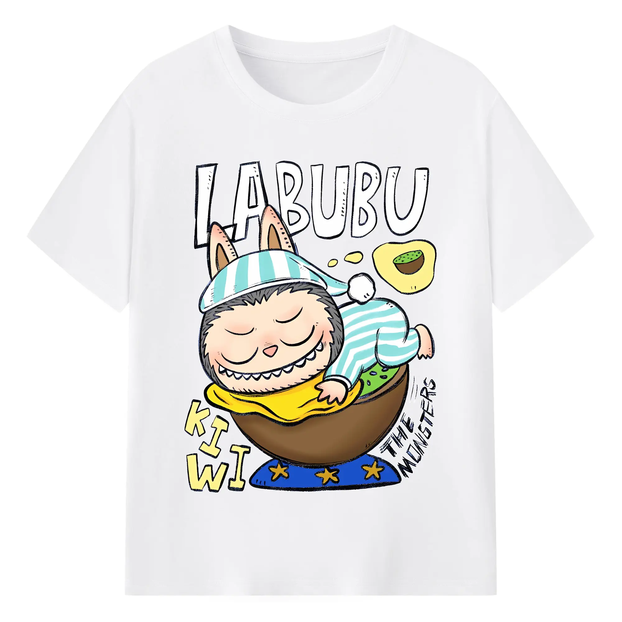 ラブブ グッズ モココ - 綿100％ 半袖Tシャツ ・ フロントプリント ・ 快適 通気性 ・ 日常使い 散歩 スポーツ用