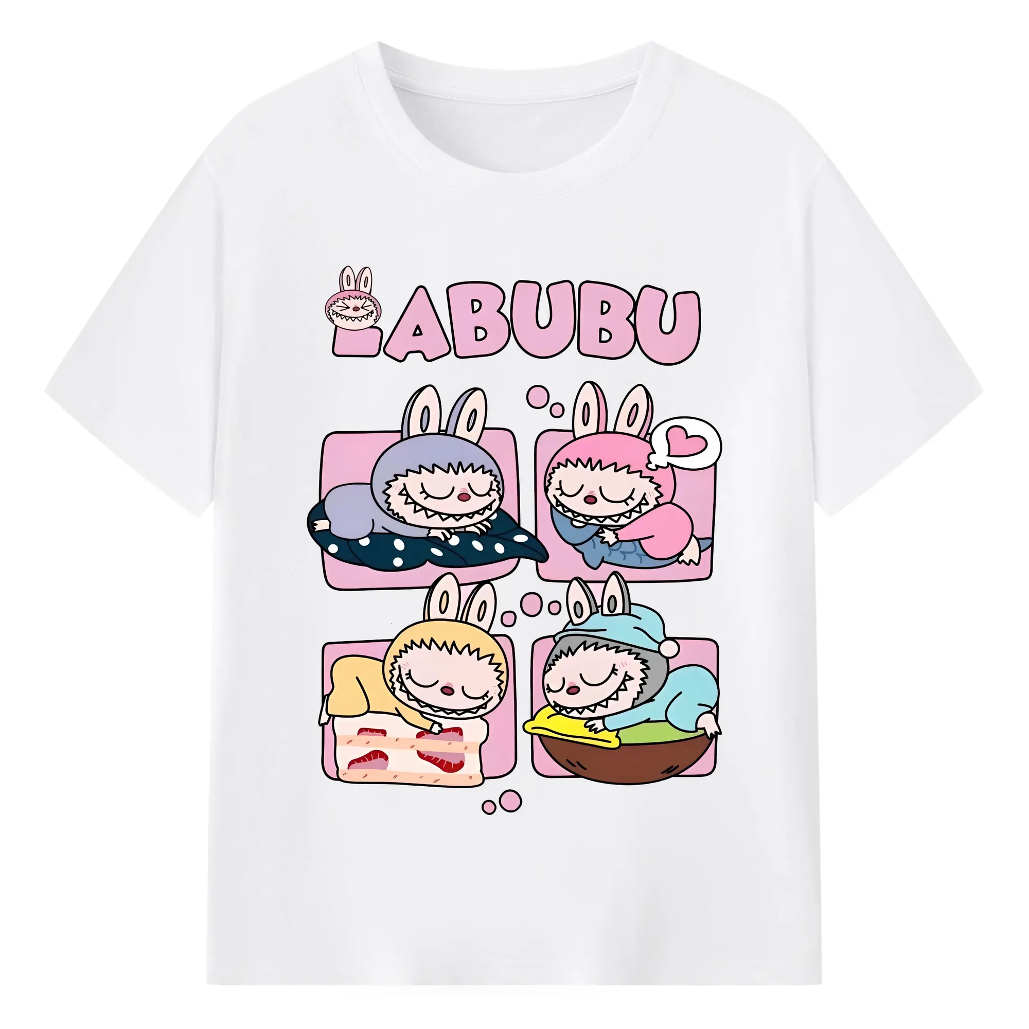 ラブブ グッズ モココ - 綿100％ 半袖Tシャツ ・ フロントプリント ・ 快適 通気性 ・ 日常使い 散歩 スポーツ用