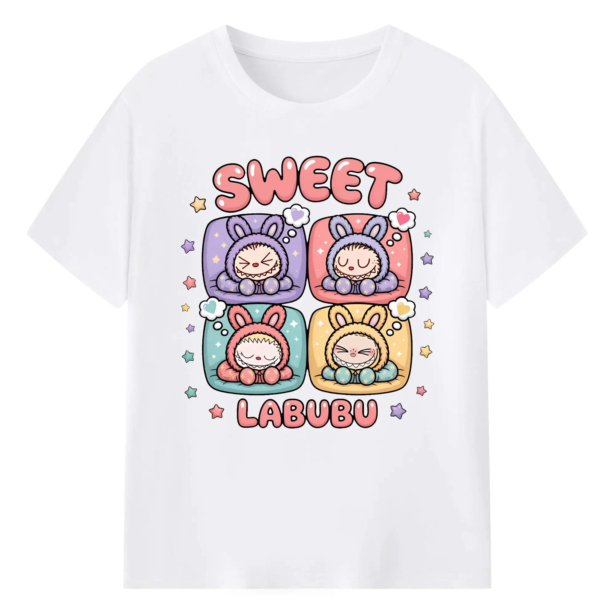 ラブブ グッズ モココ - 綿100％ 半袖Tシャツ ・ フロントプリント ・ 快適 通気性 ・ 日常使い 散歩 スポーツ用