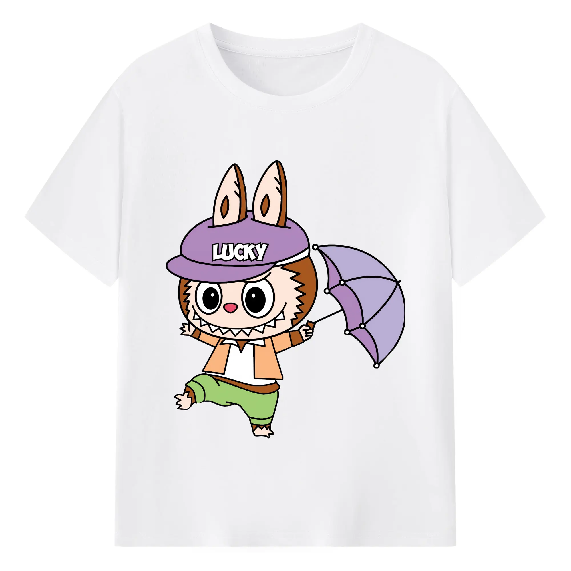 ラブブ グッズ モココ - 綿100％ 半袖Tシャツ ・ フロントプリント ・ 快適 通気性 ・ 日常使い 散歩 スポーツ用