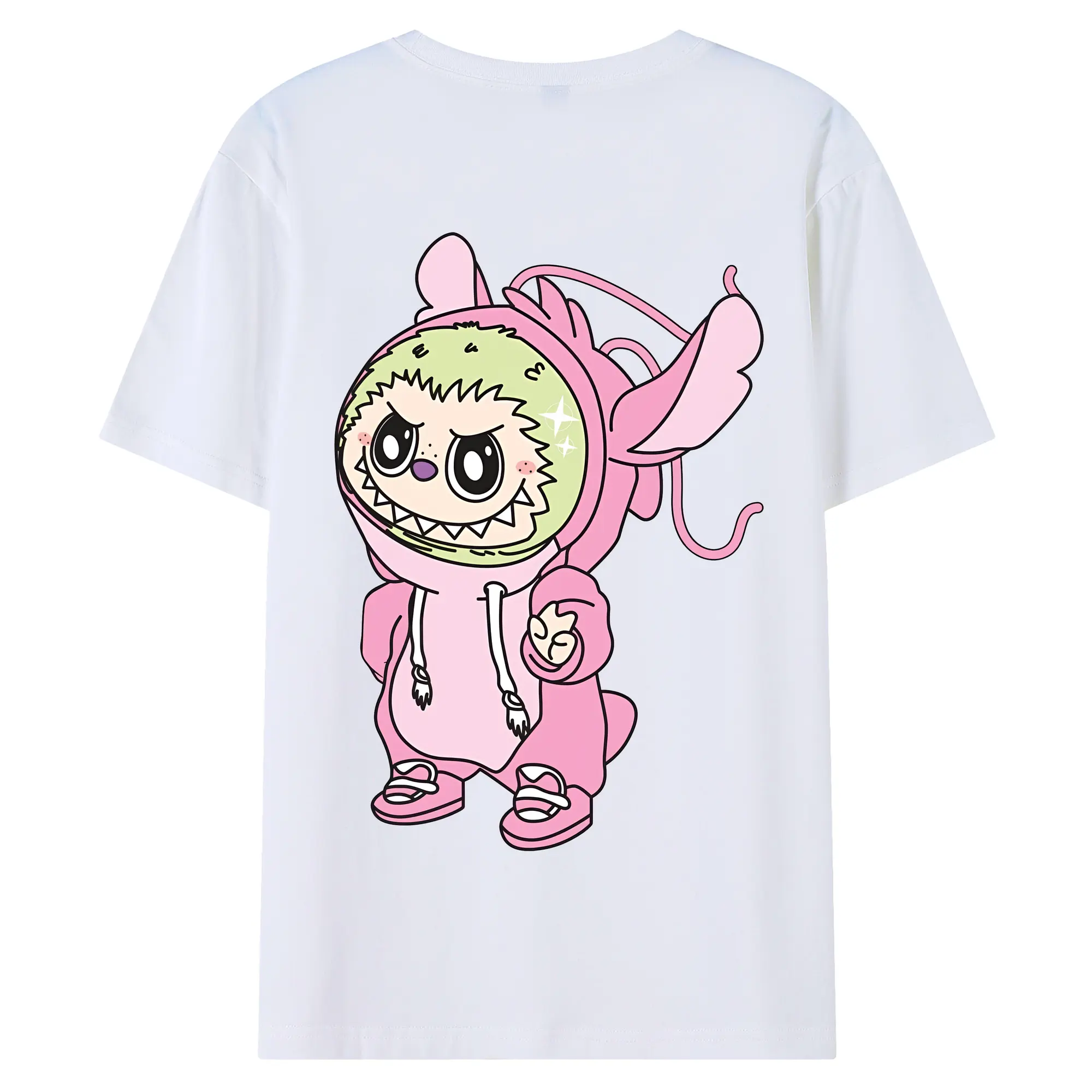 ラブブ グッズ モココ - 綿100％ 半袖Tシャツ ・ バックプリント ・ 快適 通気性 ・ 日常使い 散歩 スポーツ用