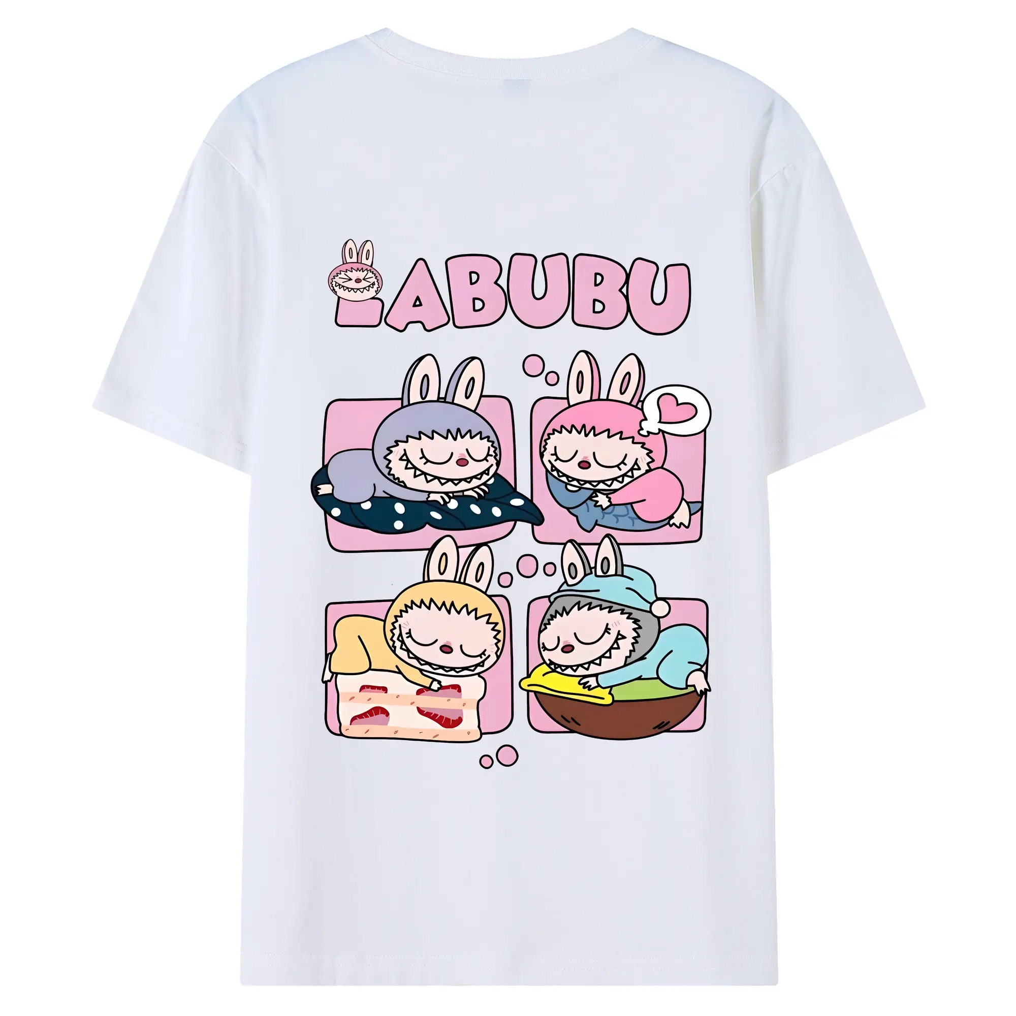 ラブブ グッズ モココ - 綿100％ 半袖Tシャツ ・ バックプリント ・ 快適 通気性 ・ 日常使い 散歩 スポーツ用