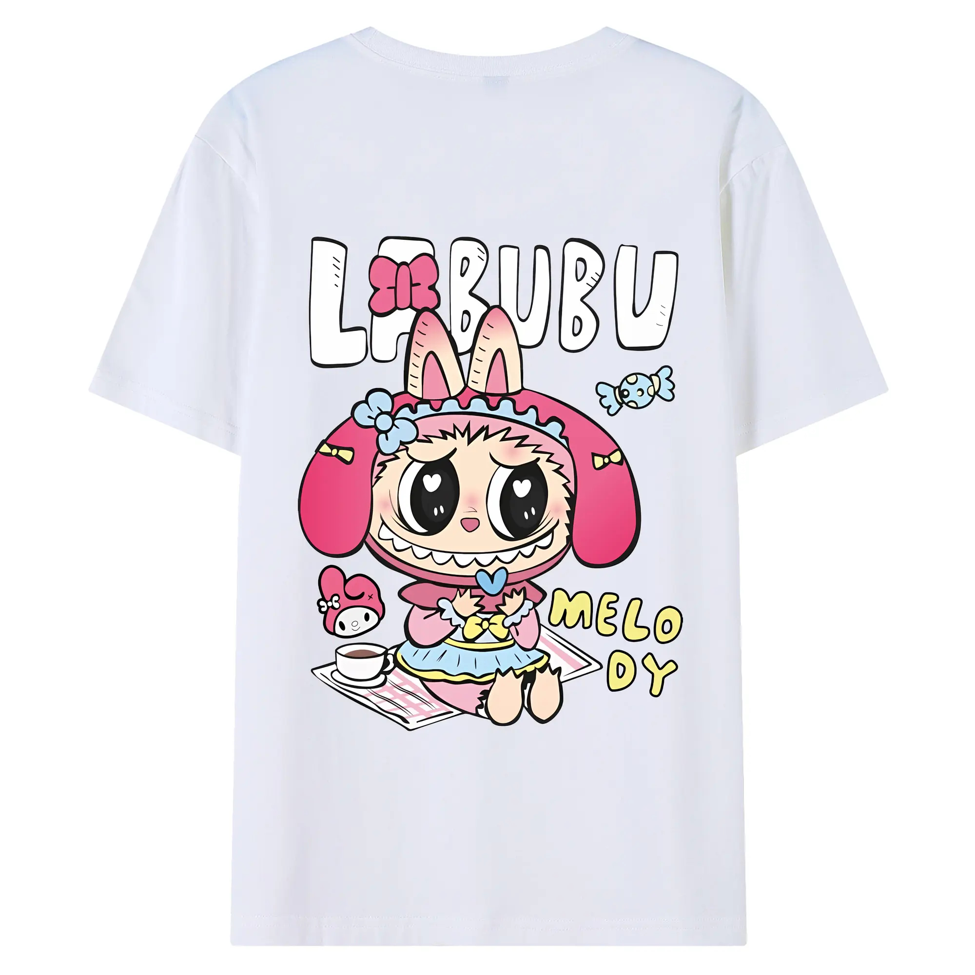 ラブブ グッズ モココ - 綿100％ 半袖Tシャツ ・ バックプリント ・ 快適 通気性 ・ 日常使い 散歩 スポーツ用