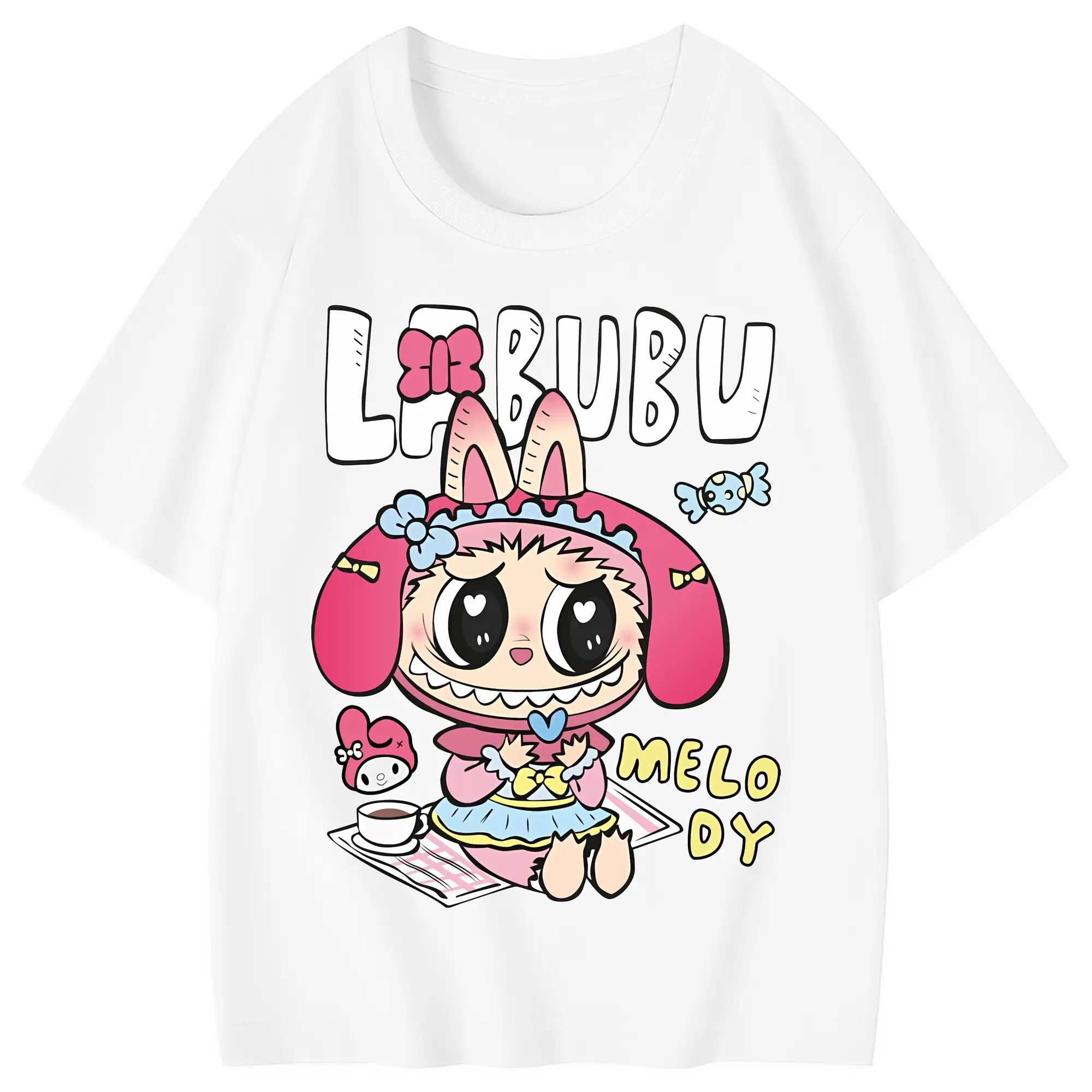 ラブブ グッズ モココ - 綿100％ キッズTシャツ ・ フロントプリント ・ 快適 通気性 ・ スポーツ カジュアル 散歩用