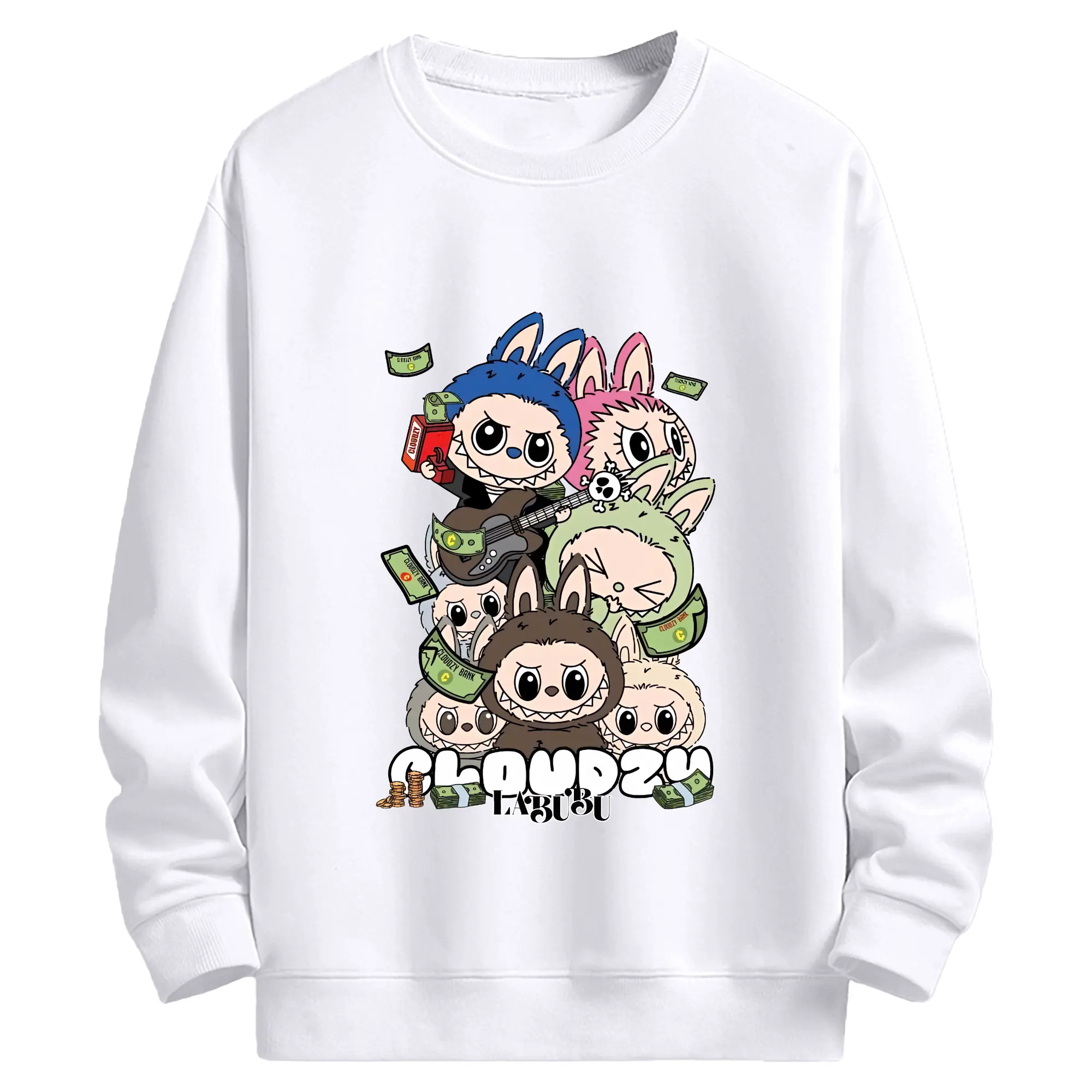 ラブブ グッズ モココ - 高品質 クルーネック スウェット ・ コットン59％ ポリエステル41％ ・ ユニセックス 長袖 トレーナー ・ カジュアル デイリー スポーツ 散歩用