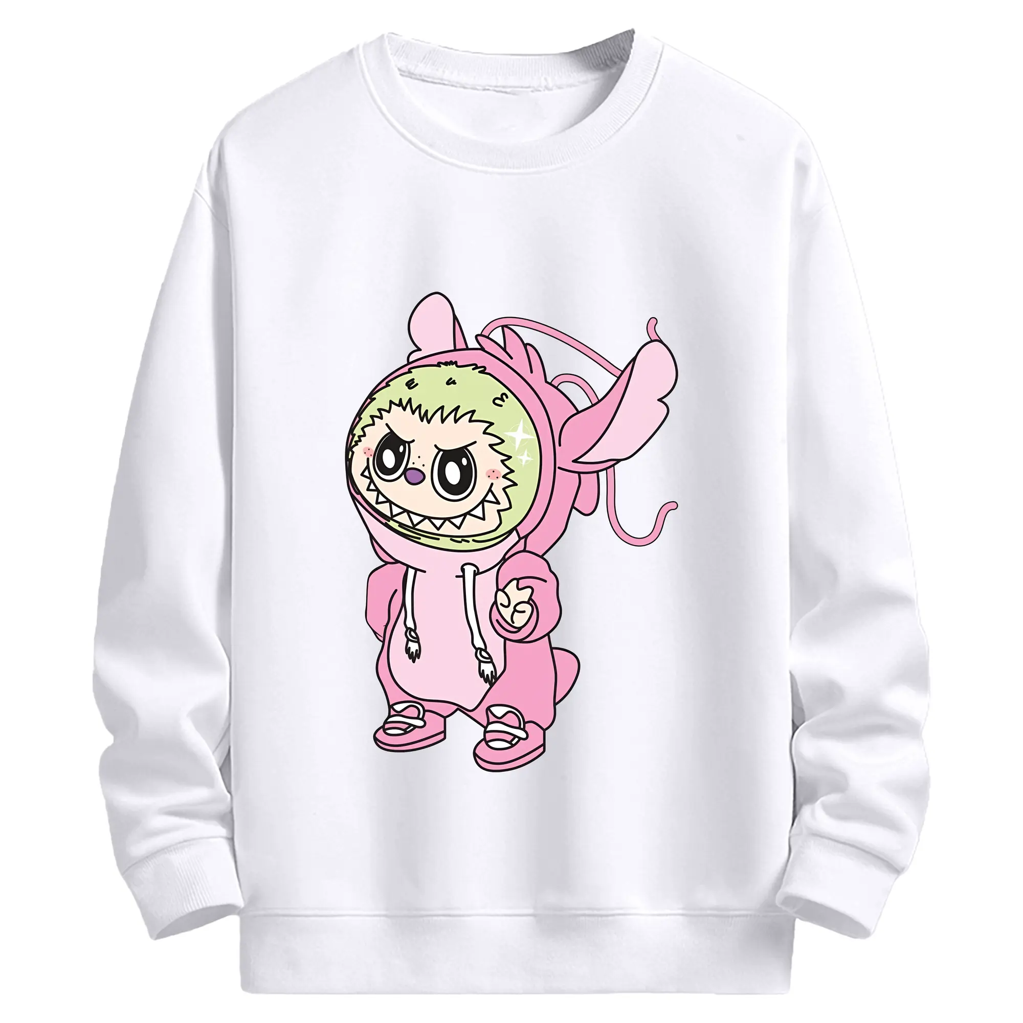 ラブブ グッズ モココ - 高品質 クルーネック スウェット ・ コットン59％ ポリエステル41％ ・ ユニセックス 長袖 トレーナー ・ カジュアル デイリー スポーツ 散歩用