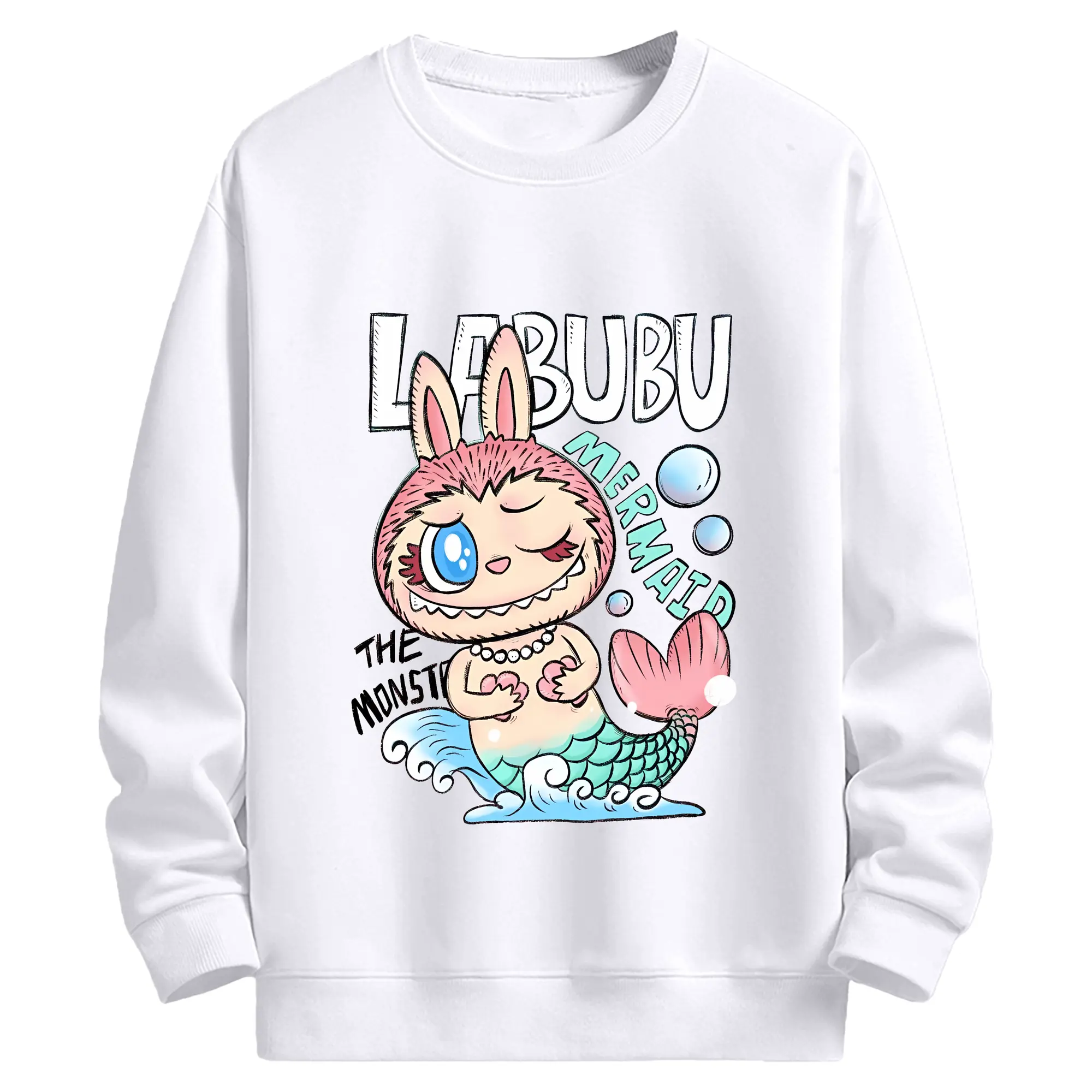 ラブブ グッズ モココ - 高品質 クルーネック スウェット ・ コットン59％ ポリエステル41％ ・ ユニセックス 長袖 トレーナー ・ カジュアル デイリー スポーツ 散歩用