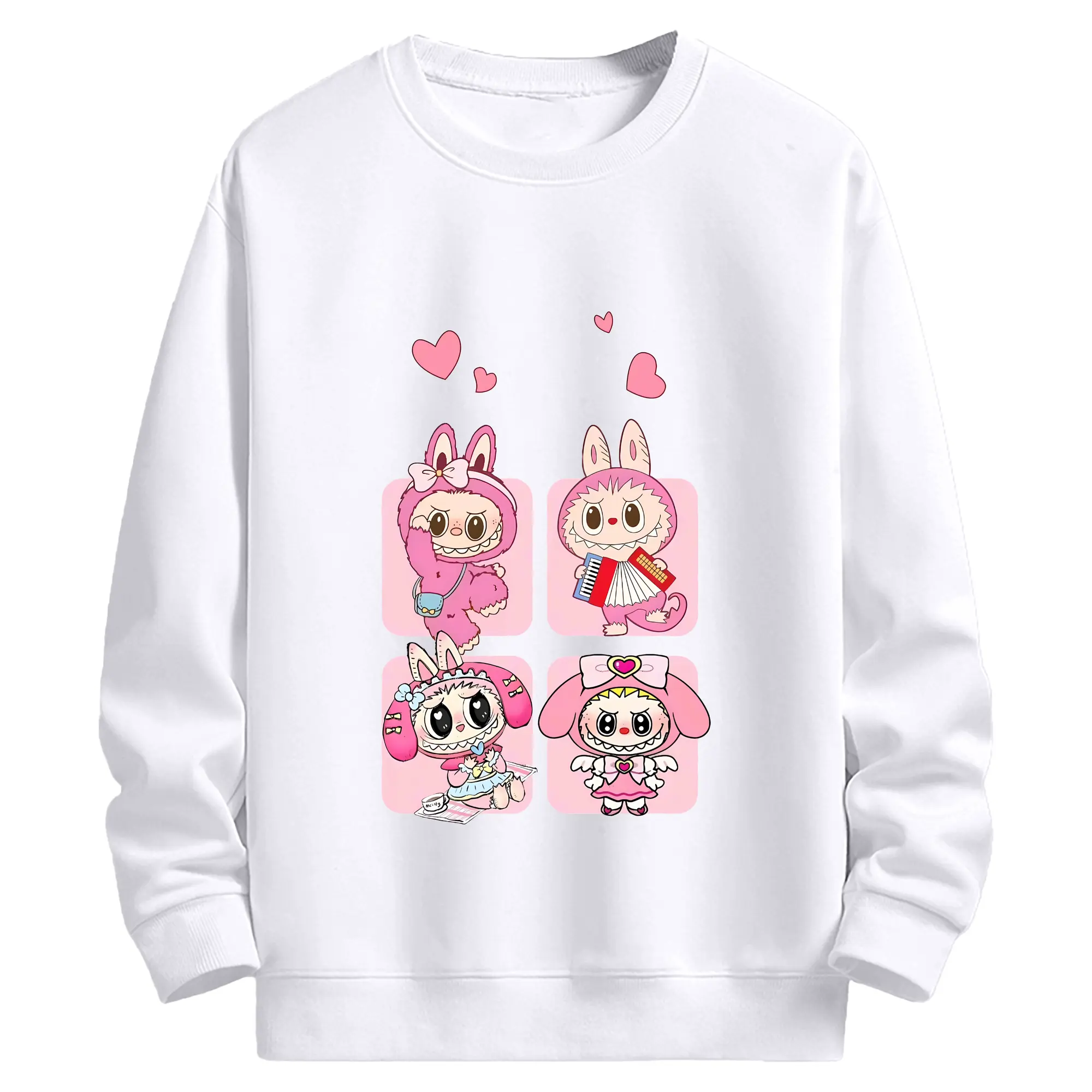 ラブブ グッズ モココ - 高品質 クルーネック スウェット ・ コットン59％ ポリエステル41％ ・ ユニセックス 長袖 トレーナー ・ カジュアル デイリー スポーツ 散歩用