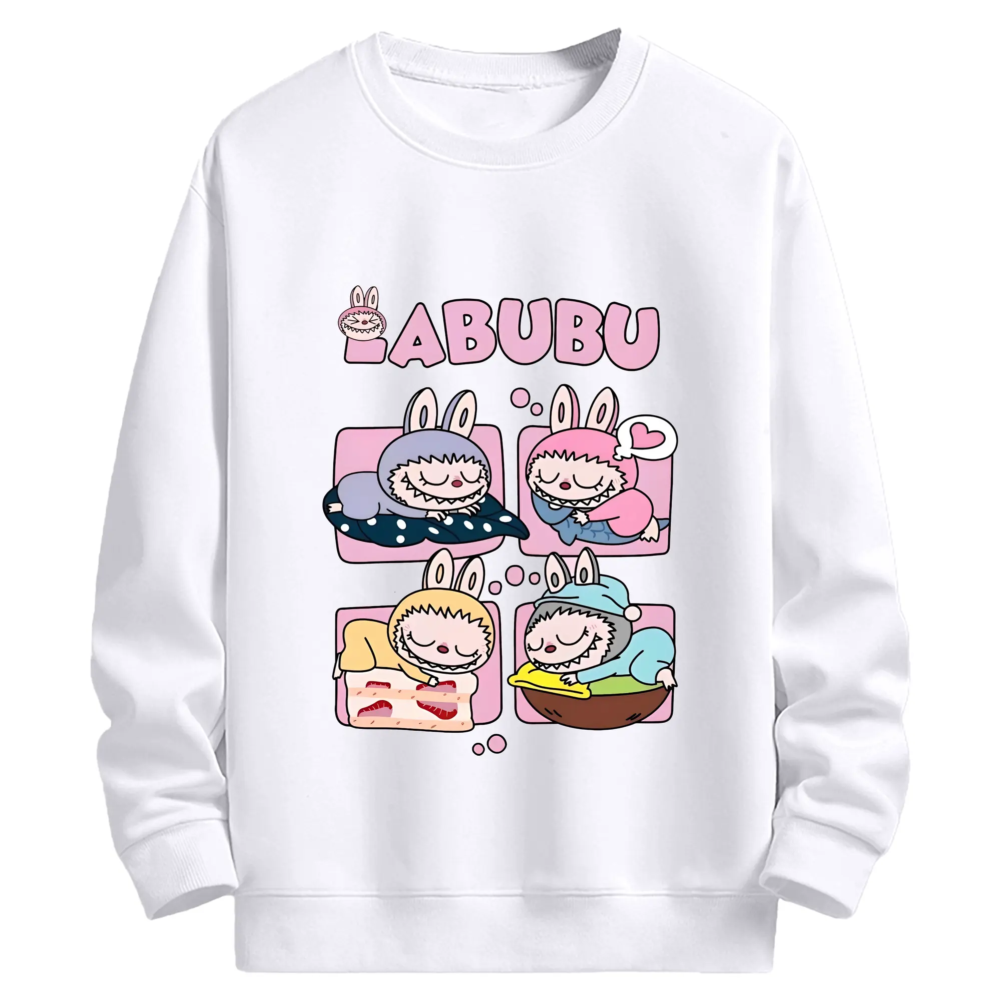 ラブブ グッズ モココ - 高品質 クルーネック スウェット ・ コットン59％ ポリエステル41％ ・ ユニセックス 長袖 トレーナー ・ カジュアル デイリー スポーツ 散歩用