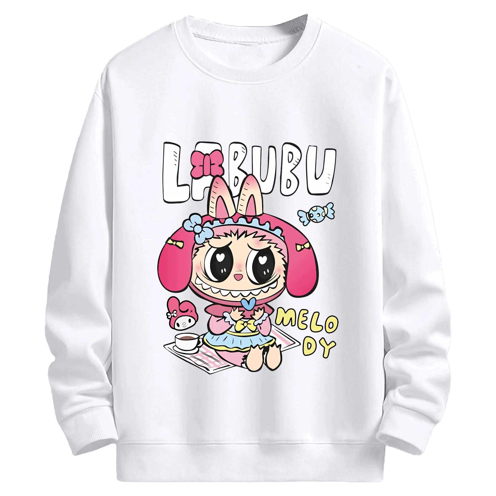 ラブブ グッズ モココ - 高品質 クルーネック スウェット ・ コットン59％ ポリエステル41％ ・ ユニセックス 長袖 トレーナー ・ カジュアル デイリー スポーツ 散歩用