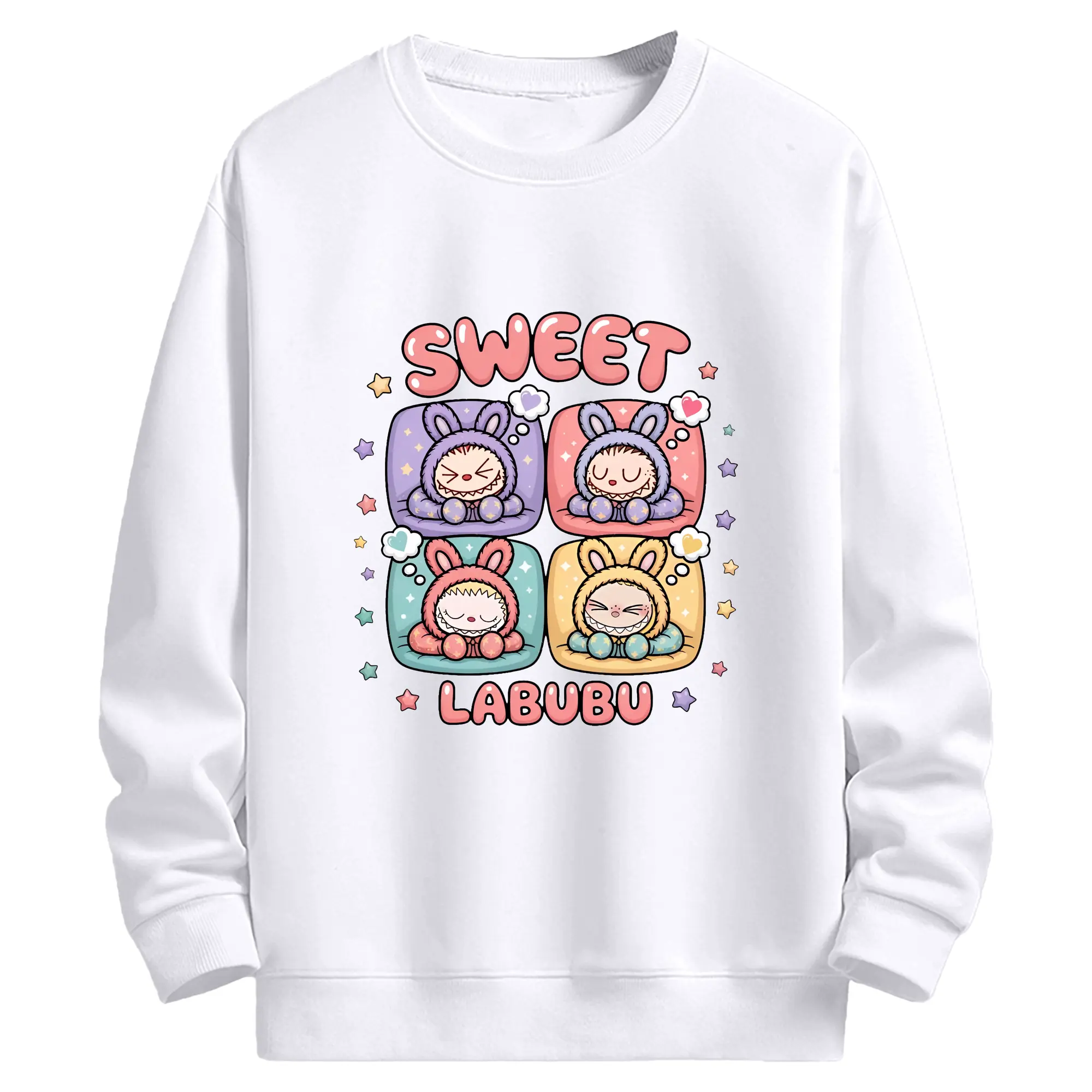 ラブブ グッズ モココ - 高品質 クルーネック スウェット ・ コットン59％ ポリエステル41％ ・ ユニセックス 長袖 トレーナー ・ カジュアル デイリー スポーツ 散歩用