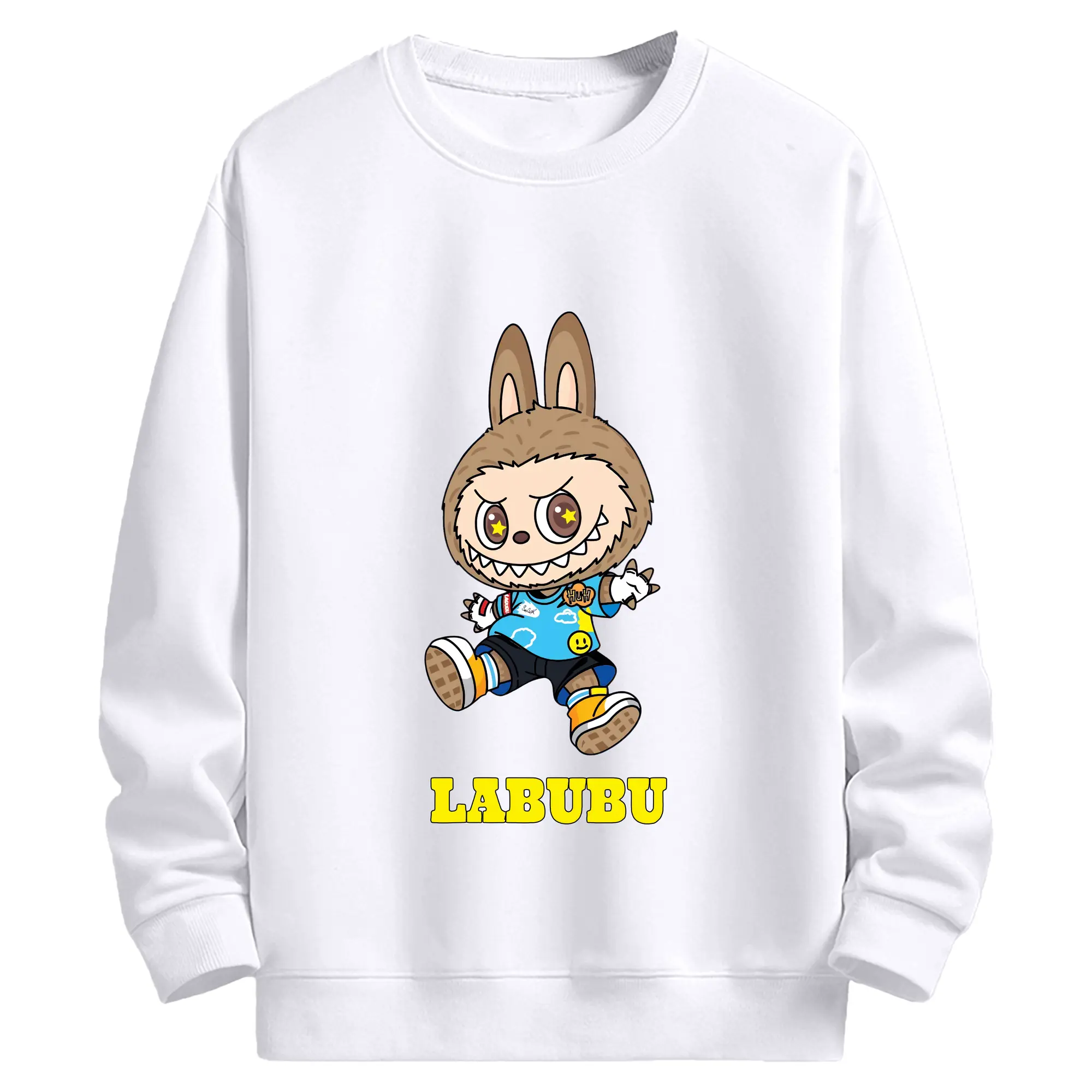 ラブブ グッズ モココ - 高品質 クルーネック スウェット ・ コットン59％ ポリエステル41％ ・ ユニセックス 長袖 トレーナー ・ カジュアル デイリー スポーツ 散歩用