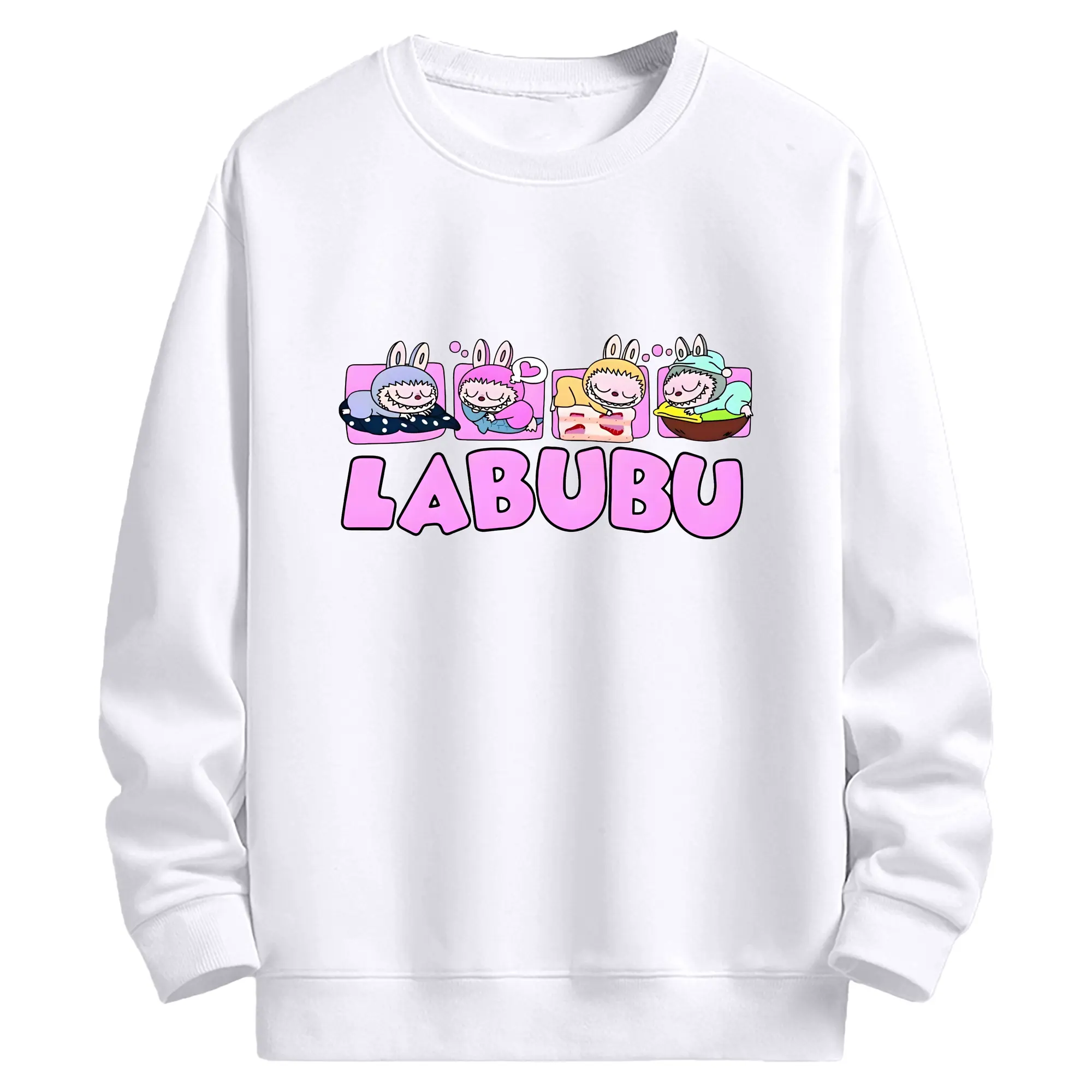 ラブブ グッズ モココ - 高品質 クルーネック スウェット ・ コットン59％ ポリエステル41％ ・ ユニセックス 長袖 トレーナー ・ カジュアル デイリー スポーツ 散歩用