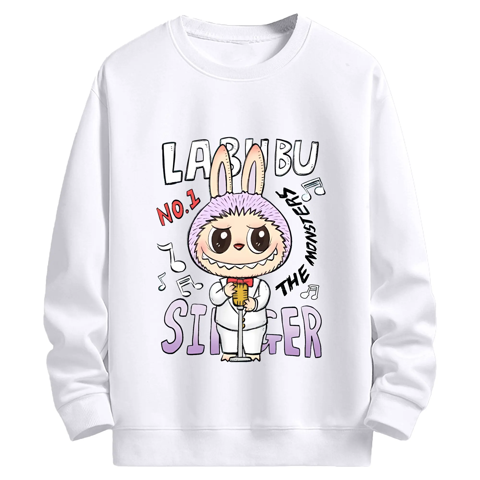 ラブブ グッズ モココ - 高品質 クルーネック スウェット ・ コットン59％ ポリエステル41％ ・ ユニセックス 長袖 トレーナー ・ カジュアル デイリー スポーツ 散歩用