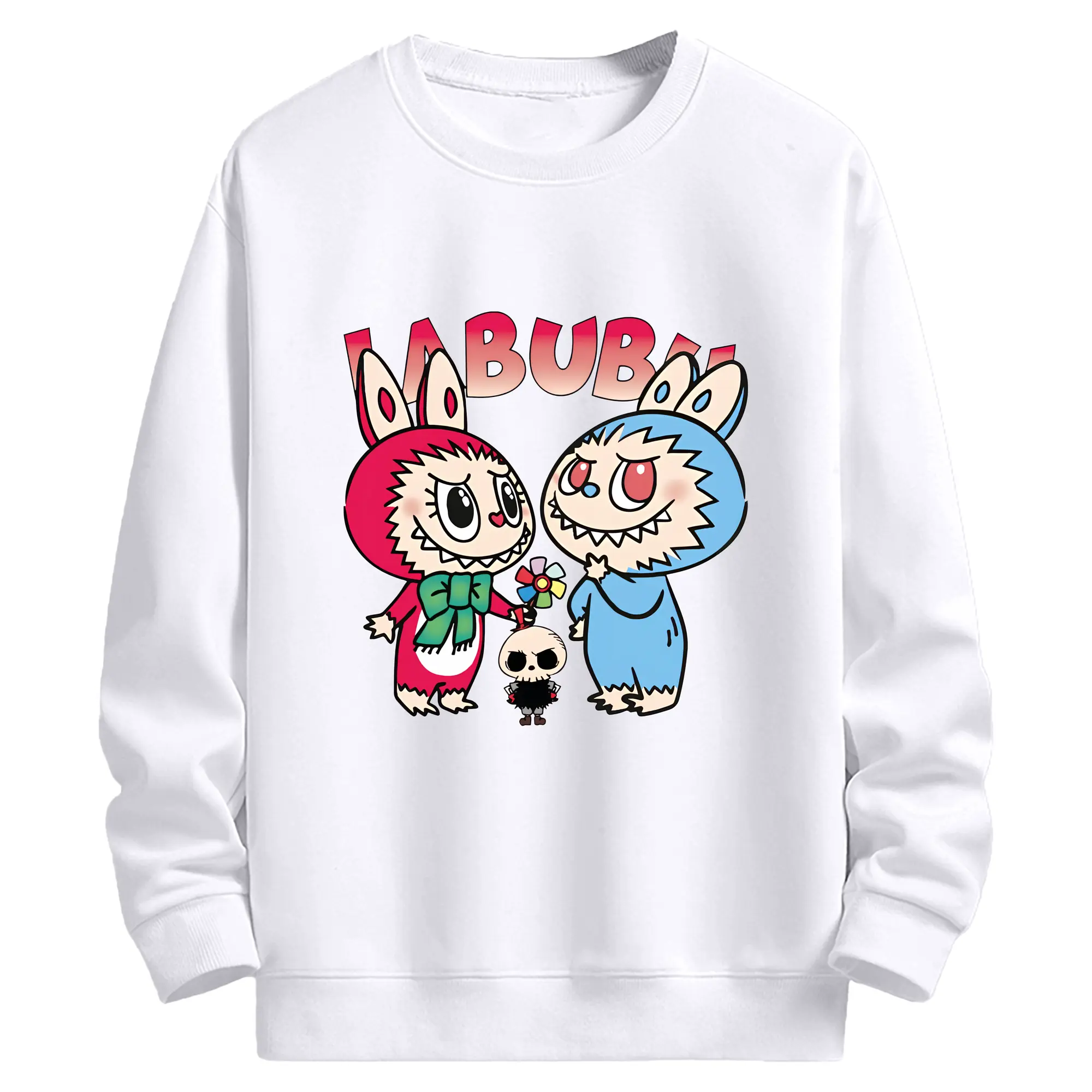 ラブブ グッズ モココ - 高品質 クルーネック スウェット ・ コットン59％ ポリエステル41％ ・ ユニセックス 長袖 トレーナー ・ カジュアル デイリー スポーツ 散歩用