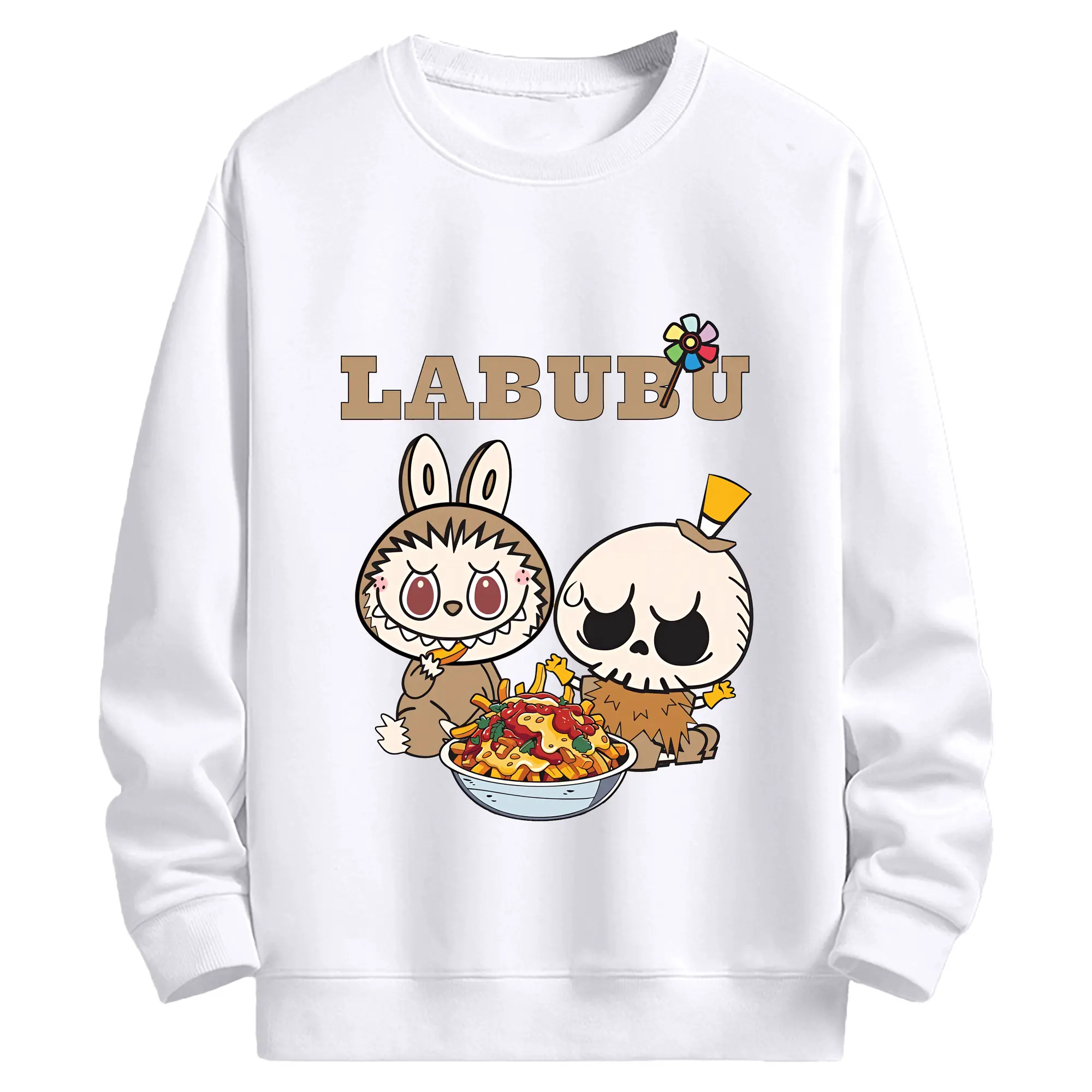 ラブブ グッズ モココ - 高品質 クルーネック スウェット ・ コットン59％ ポリエステル41％ ・ ユニセックス 長袖 トレーナー ・ カジュアル デイリー スポーツ 散歩用