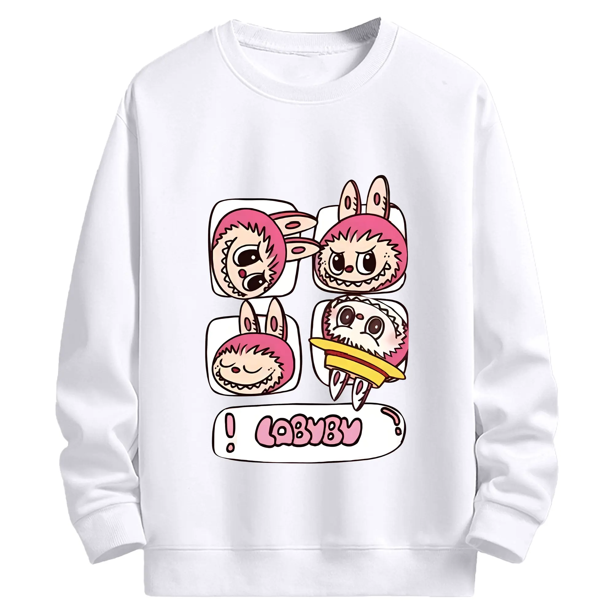 ラブブ グッズ モココ - 高品質 クルーネック スウェット ・ コットン59％ ポリエステル41％ ・ ユニセックス 長袖 トレーナー ・ カジュアル デイリー スポーツ 散歩用