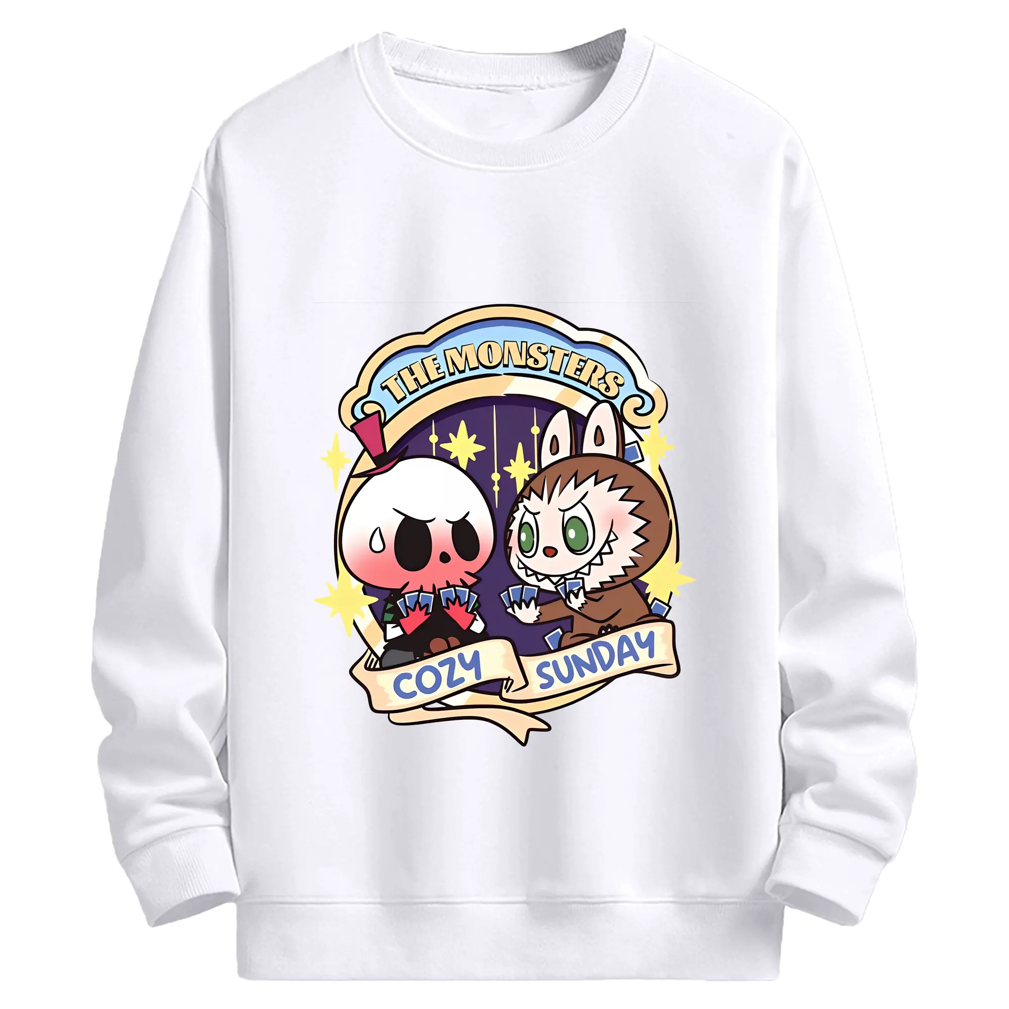 ラブブ グッズ モココ - 高品質 クルーネック スウェット ・ コットン59％ ポリエステル41％ ・ ユニセックス 長袖 トレーナー ・ カジュアル デイリー スポーツ 散歩用