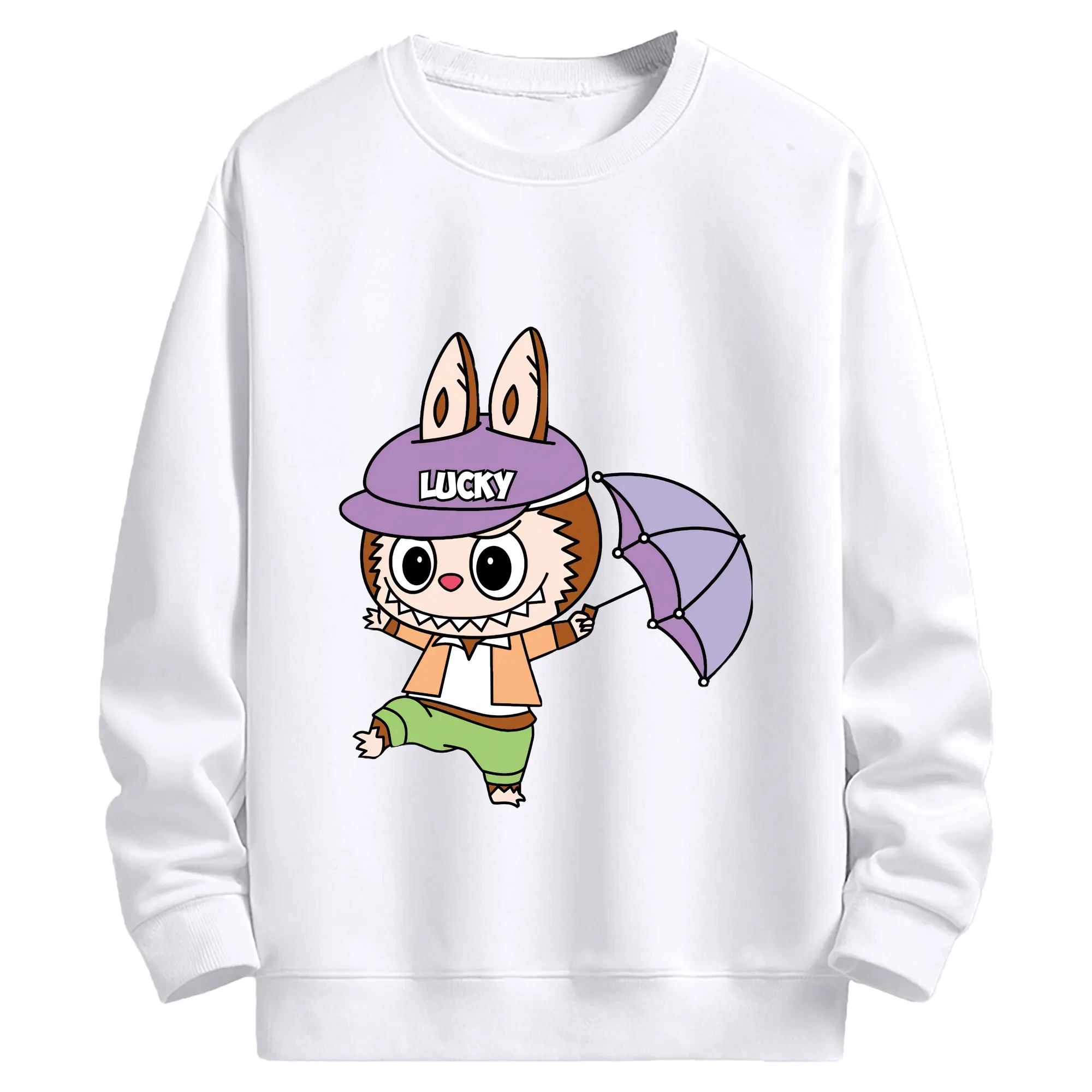 ラブブ グッズ モココ - 高品質 クルーネック スウェット ・ コットン59％ ポリエステル41％ ・ ユニセックス 長袖 トレーナー ・ カジュアル デイリー スポーツ 散歩用