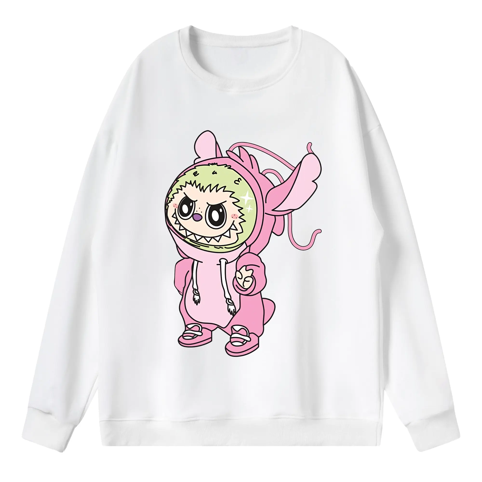 ラブブ グッズ モココ - 薄手 クルーネック スウェット 裏毛260g · ポリエステル 春秋向け カジュアル 男女兼用 · トレーナー デイリー スポーツ 散歩に最適