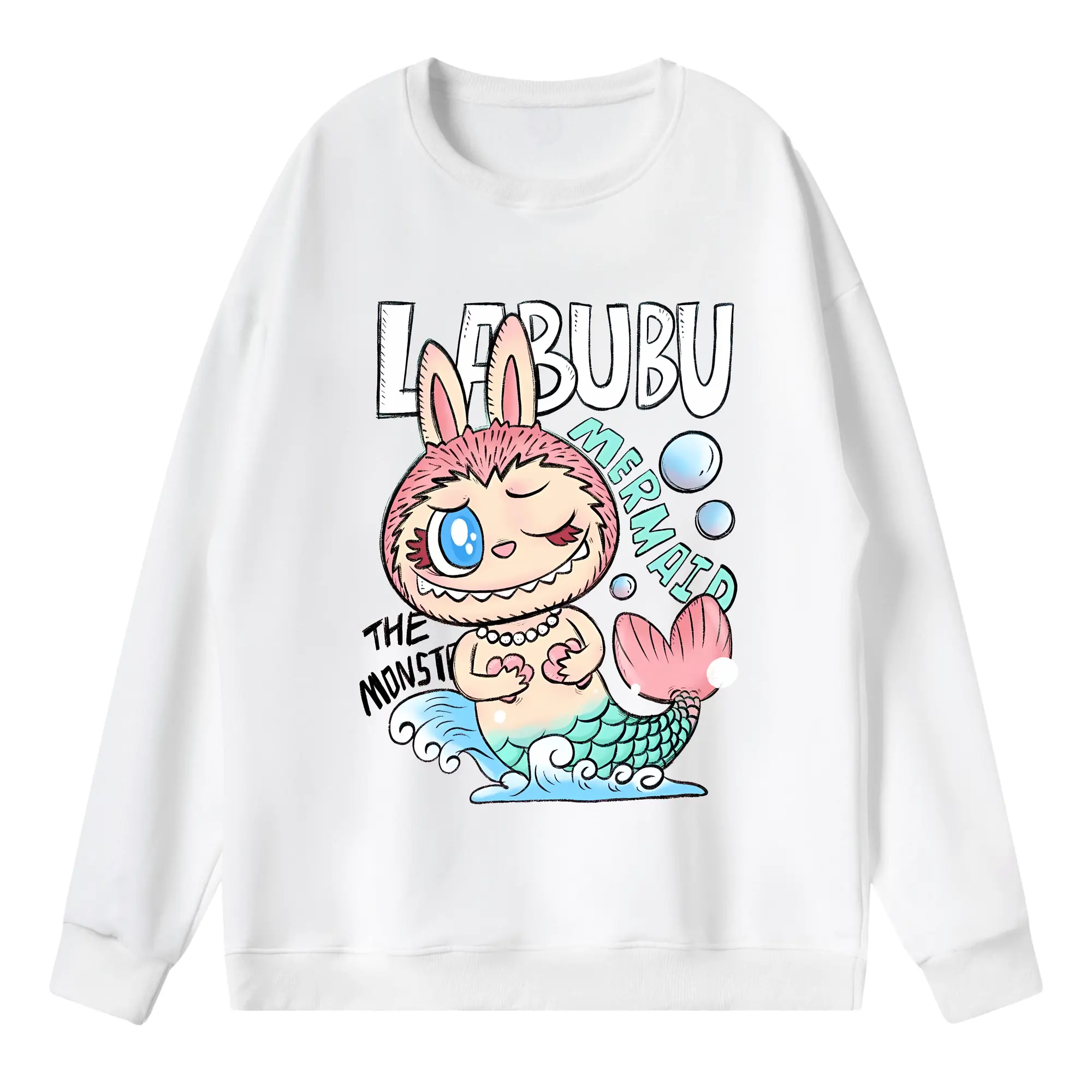 ラブブ グッズ モココ - 薄手 クルーネック スウェット 裏毛260g · ポリエステル 春秋向け カジュアル 男女兼用 · トレーナー デイリー スポーツ 散歩に最適