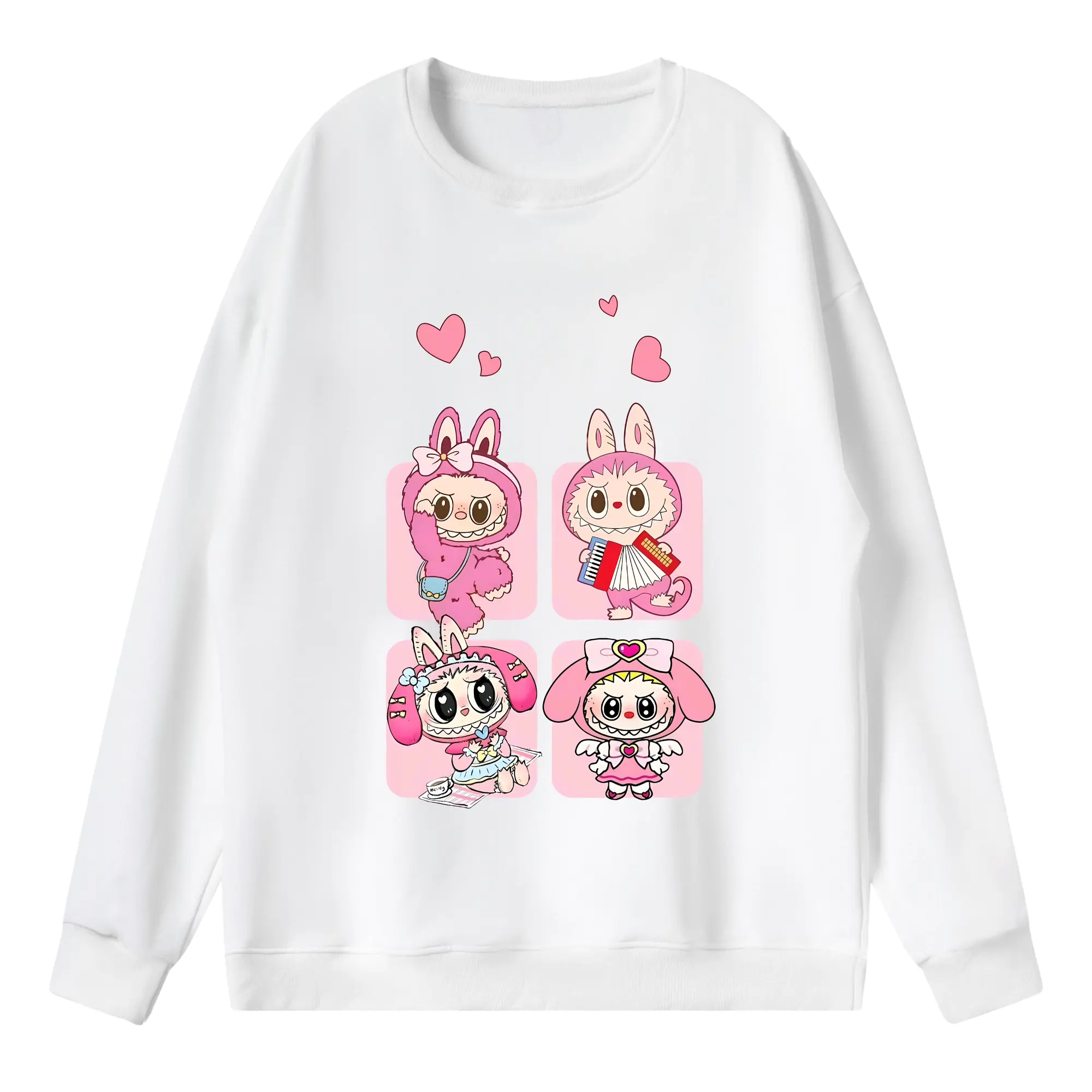 ラブブ グッズ モココ - 薄手 クルーネック スウェット 裏毛260g · ポリエステル 春秋向け カジュアル 男女兼用 · トレーナー デイリー スポーツ 散歩に最適