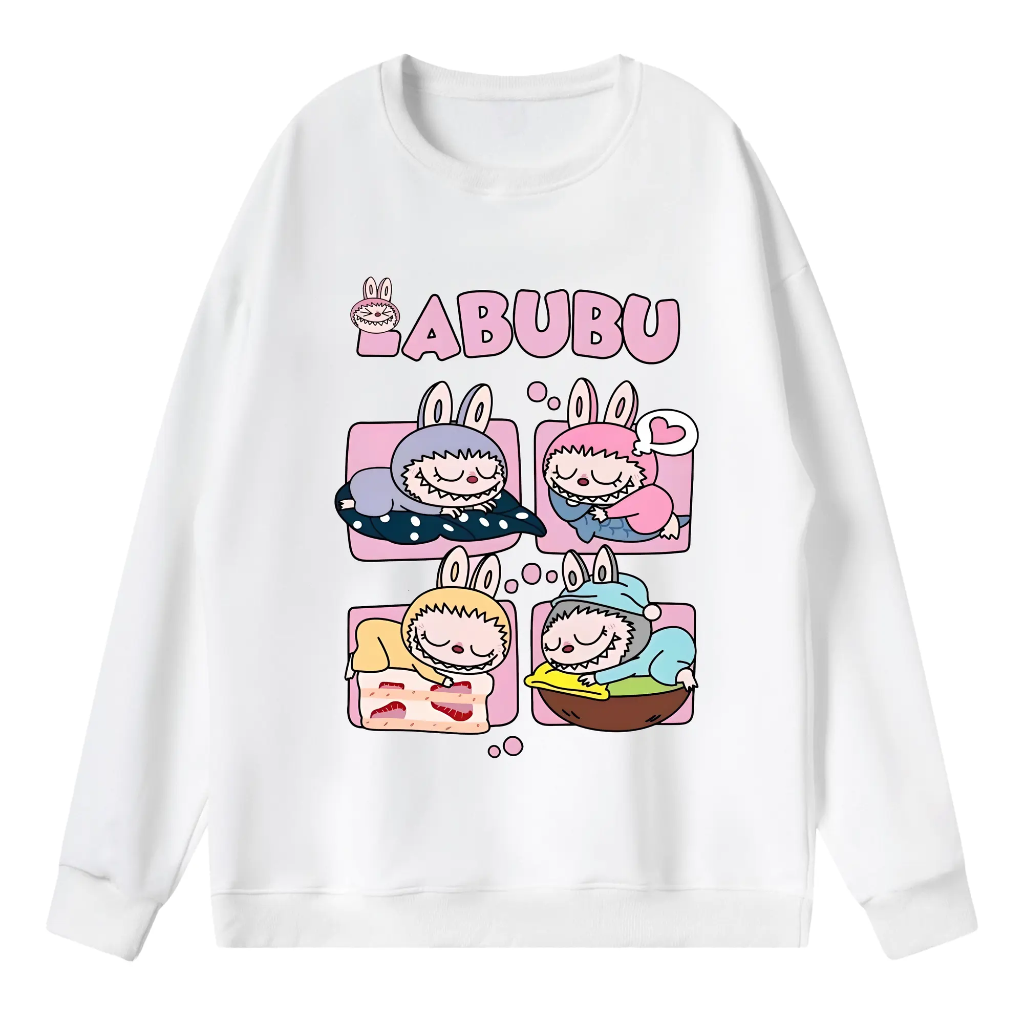 ラブブ グッズ モココ - 薄手 クルーネック スウェット 裏毛260g · ポリエステル 春秋向け カジュアル 男女兼用 · トレーナー デイリー スポーツ 散歩に最適