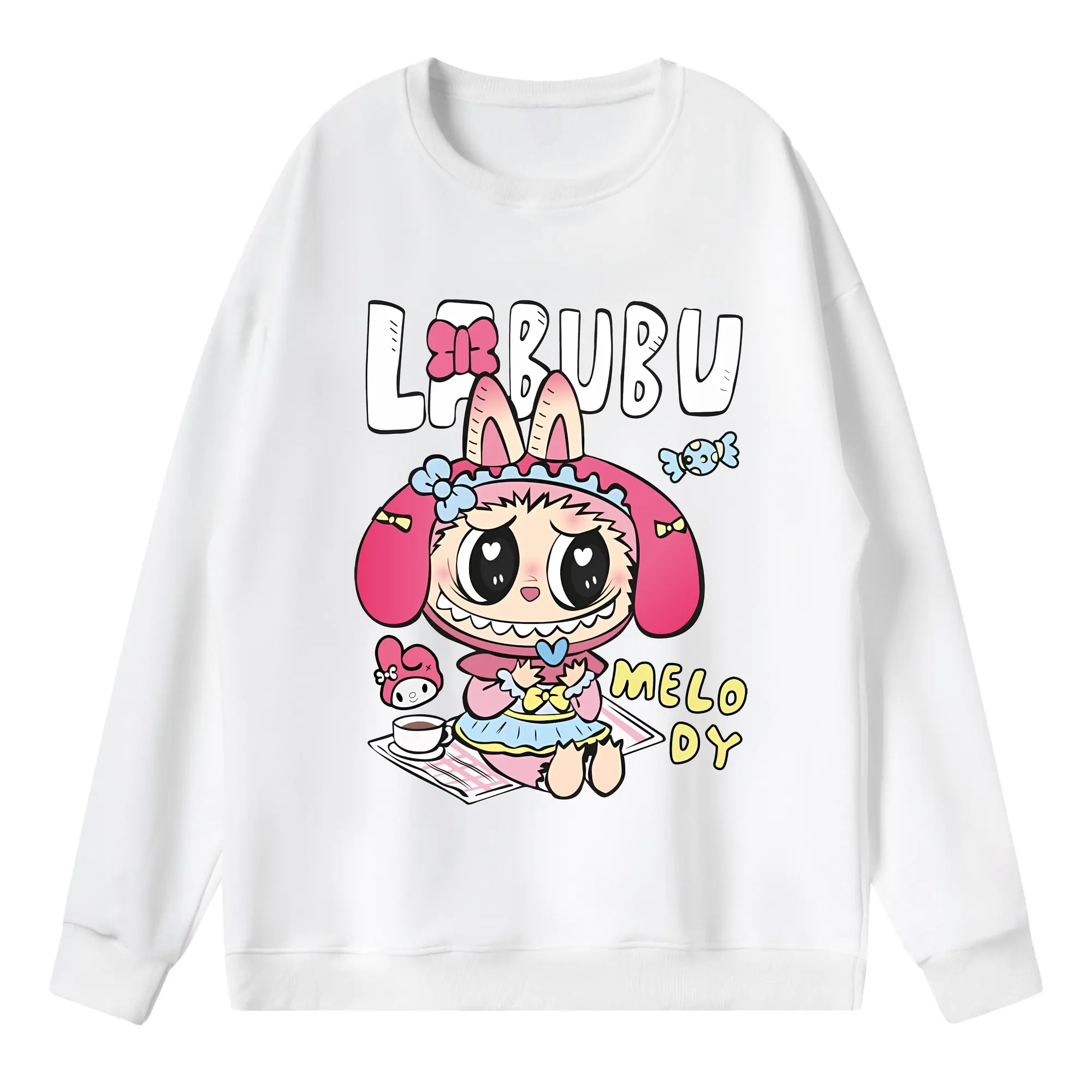 ラブブ グッズ モココ - 薄手 クルーネック スウェット 裏毛260g · ポリエステル 春秋向け カジュアル 男女兼用 · トレーナー デイリー スポーツ 散歩に最適