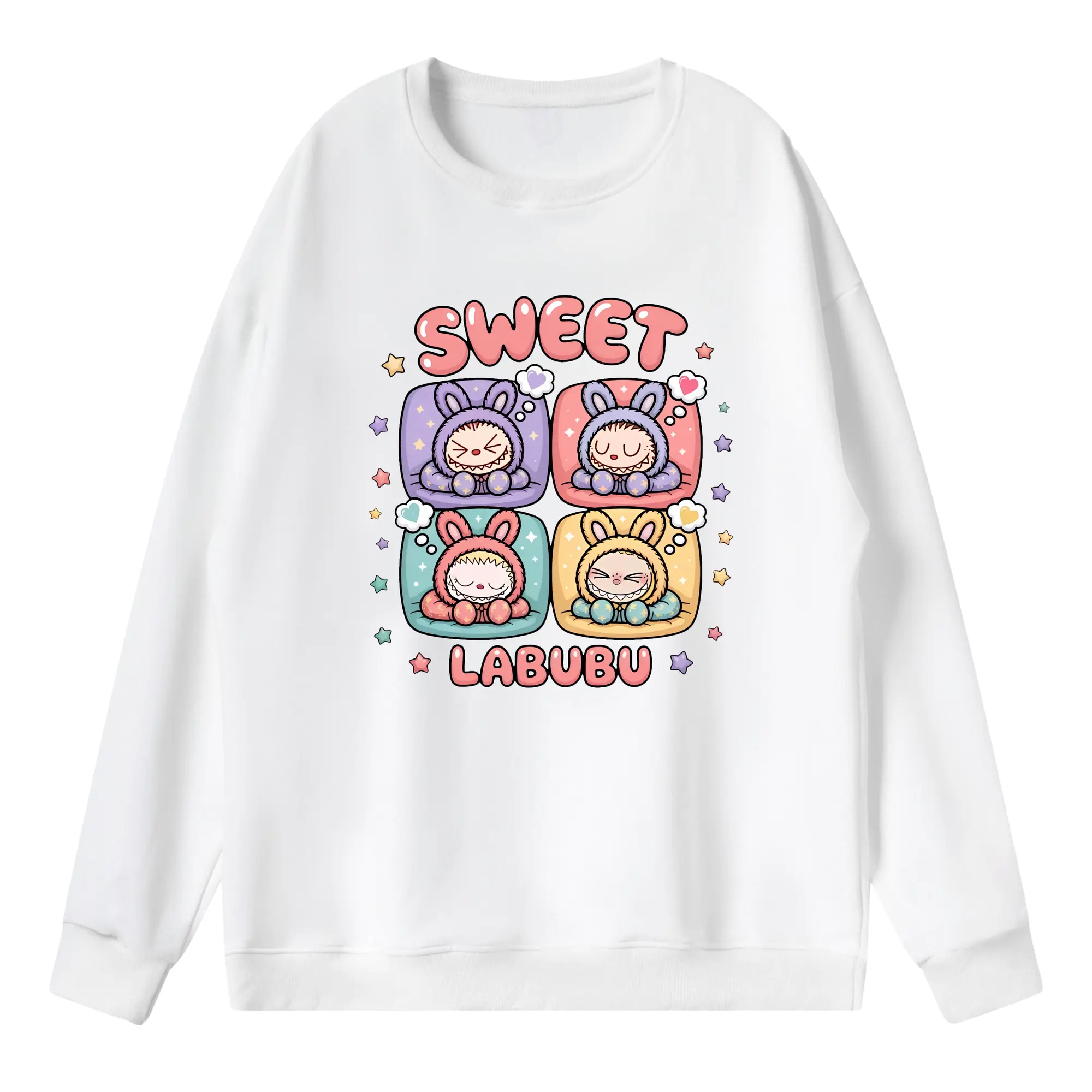 ラブブ グッズ モココ - 薄手 クルーネック スウェット 裏毛260g · ポリエステル 春秋向け カジュアル 男女兼用 · トレーナー デイリー スポーツ 散歩に最適