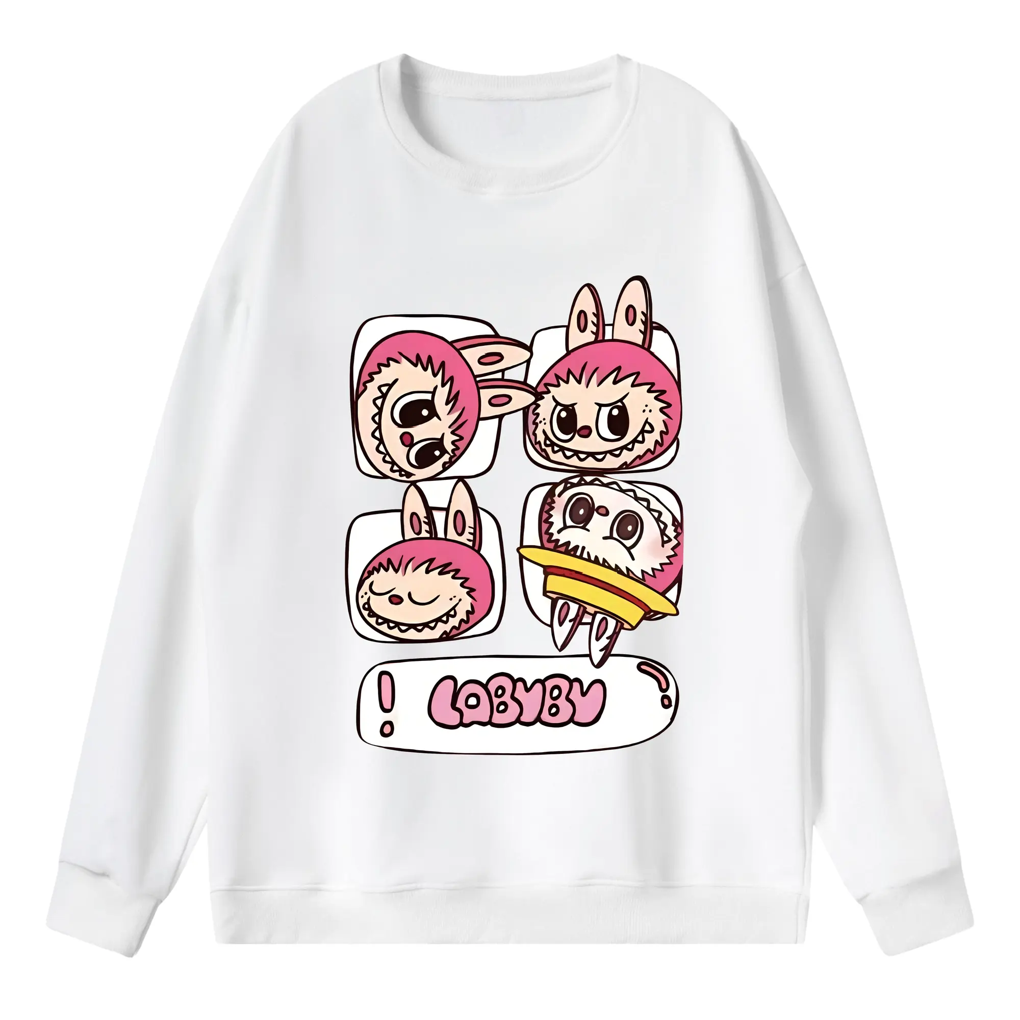 ラブブ グッズ モココ - 薄手 クルーネック スウェット 裏毛260g · ポリエステル 春秋向け カジュアル 男女兼用 · トレーナー デイリー スポーツ 散歩に最適