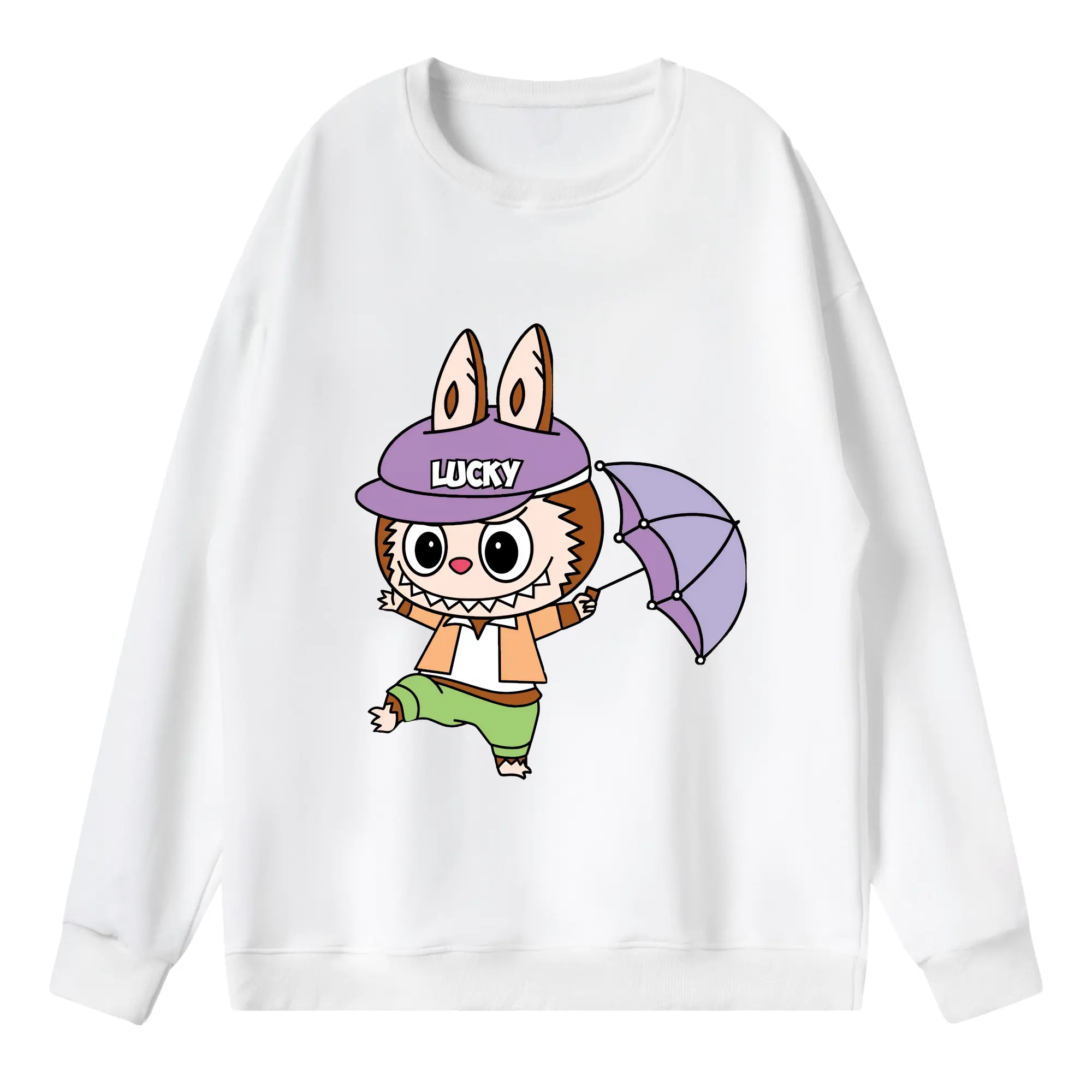 ラブブ グッズ モココ - 薄手 クルーネック スウェット 裏毛260g · ポリエステル 春秋向け カジュアル 男女兼用 · トレーナー デイリー スポーツ 散歩に最適