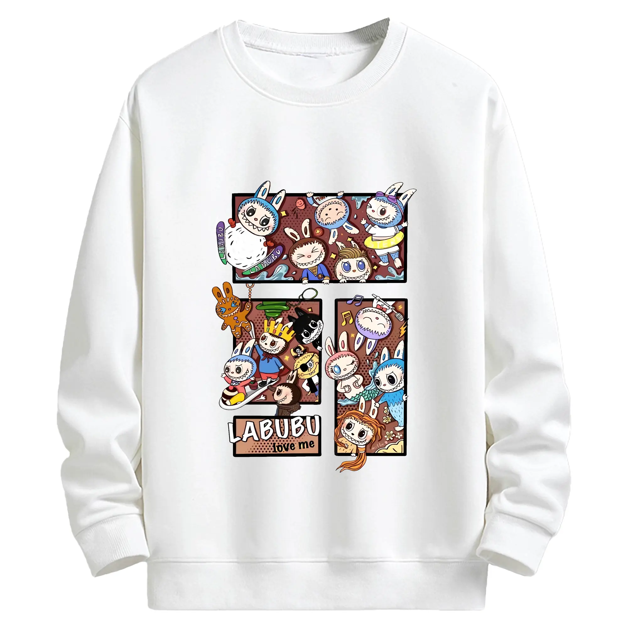 ラブブ グッズ モココ - キッズ クルーネックスウェットシャツ ・ フロントプリント ・ 綿80％ ポリエステル20％ ・ 快適 通学 スポーツ 日常使い お散歩用