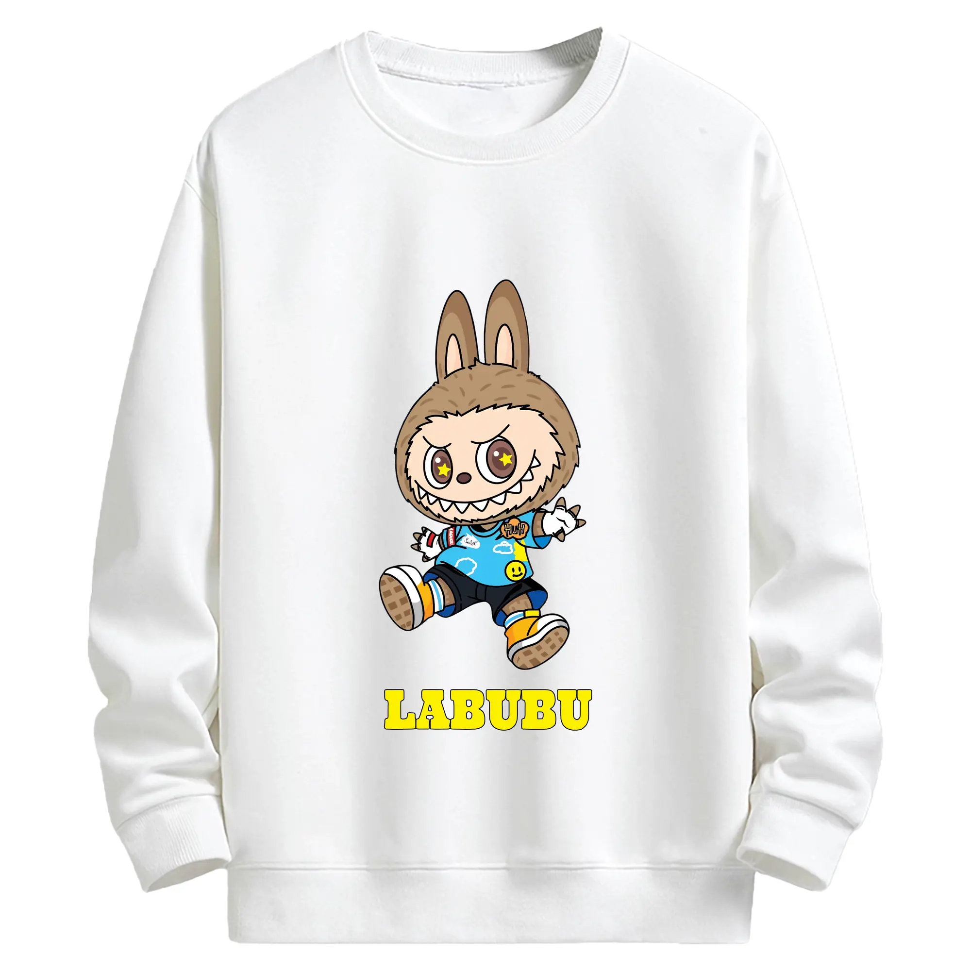 ラブブ グッズ モココ - キッズ クルーネックスウェットシャツ ・ フロントプリント ・ 綿80％ ポリエステル20％ ・ 快適 通学 スポーツ 日常使い お散歩用