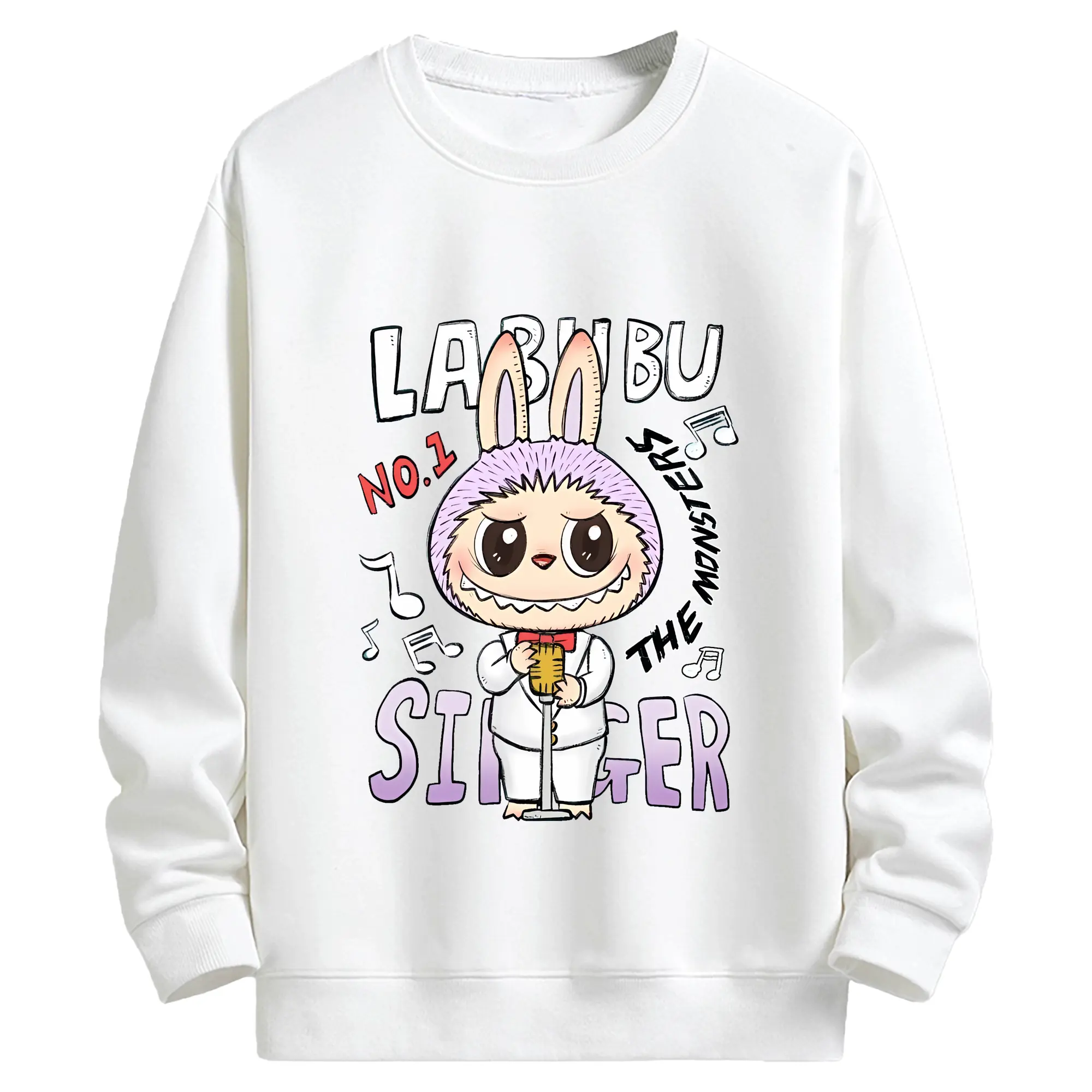 ラブブ グッズ モココ - キッズ クルーネックスウェットシャツ ・ フロントプリント ・ 綿80％ ポリエステル20％ ・ 快適 通学 スポーツ 日常使い お散歩用