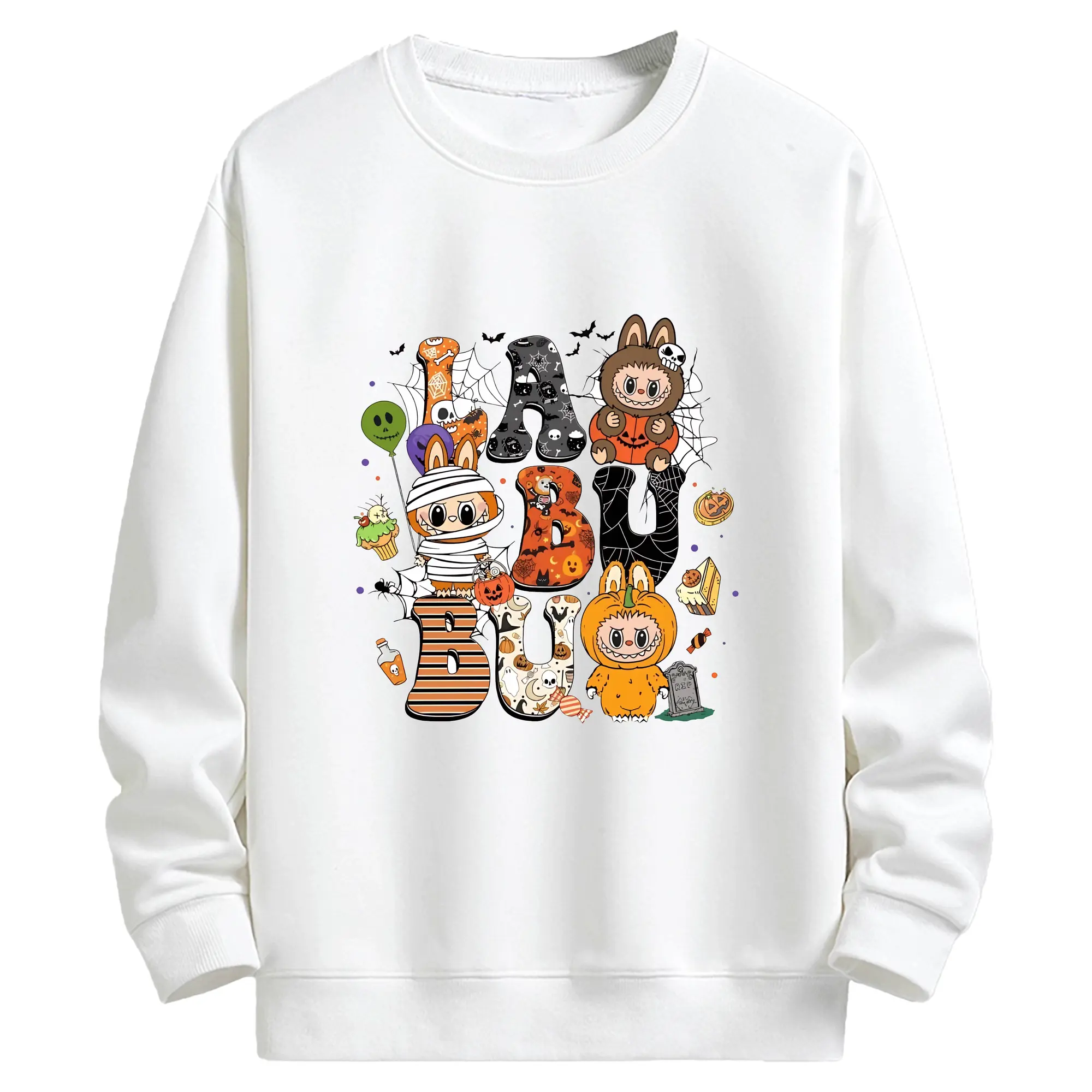 ラブブ グッズ モココ - キッズ クルーネックスウェットシャツ ・ フロントプリント ・ 綿80％ ポリエステル20％ ・ 快適 通学 スポーツ 日常使い お散歩用